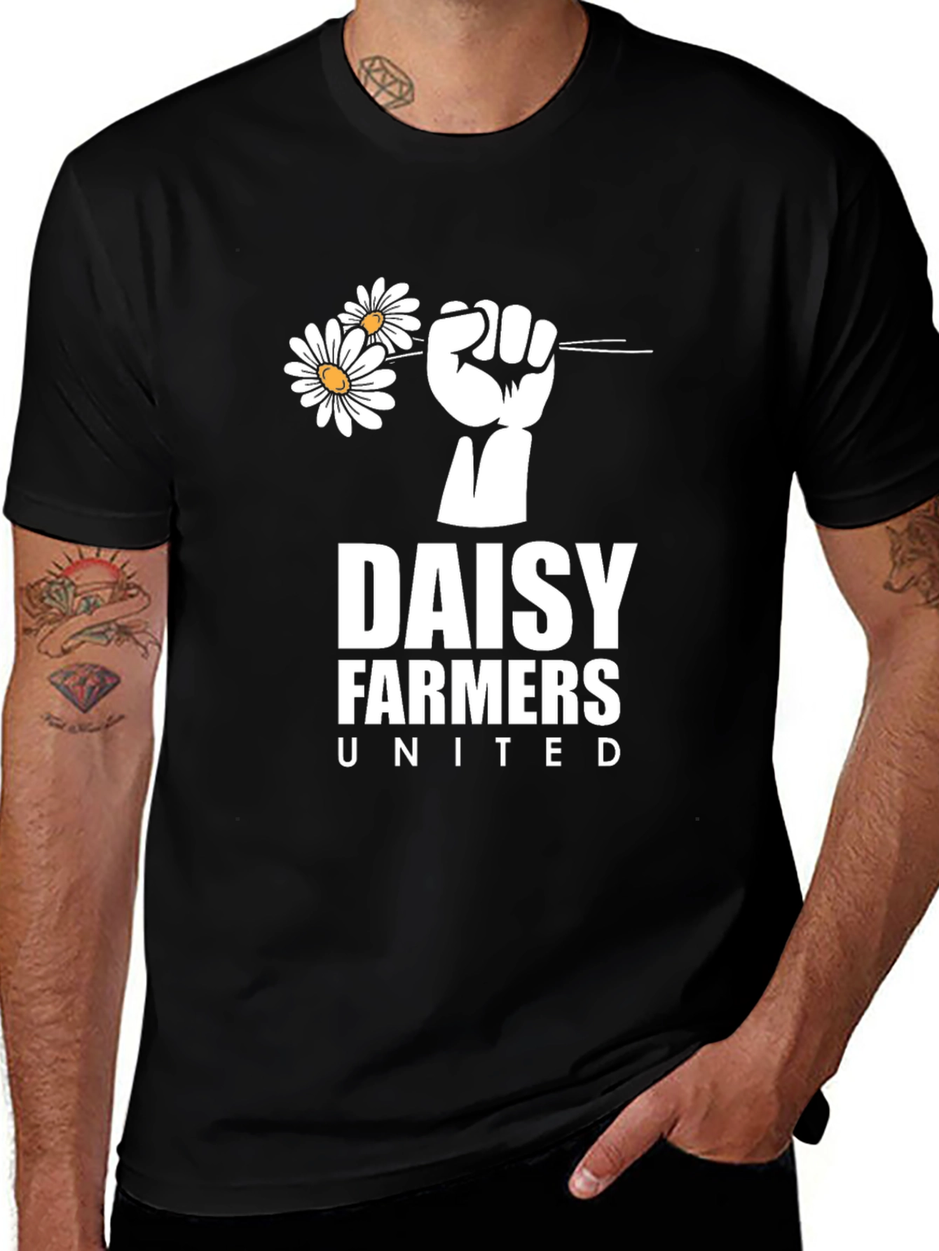 Variant 20 of Daisy Farmers United T-Shirt - Black Graphic Tee