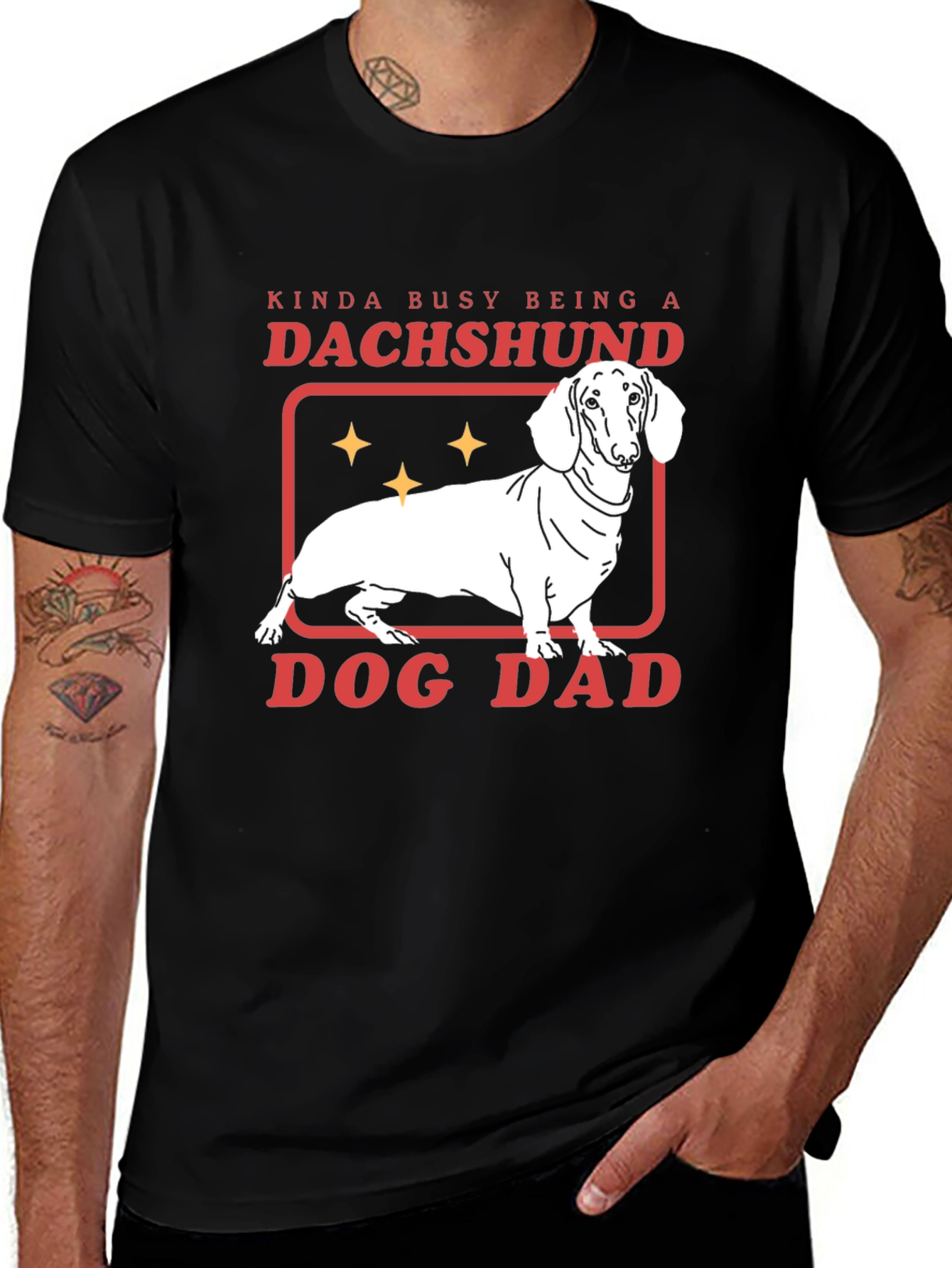 Variant 11 of Dachshund Dog Dad Graphic Tee - Black