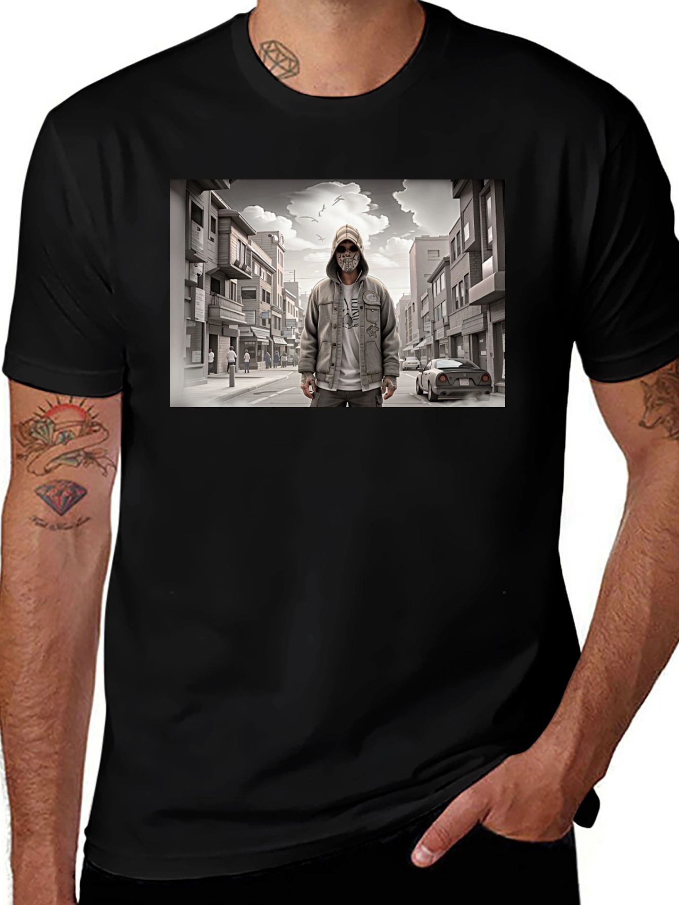 Variant 9 of Streetwear Graphic Tee - Urban Scene Print