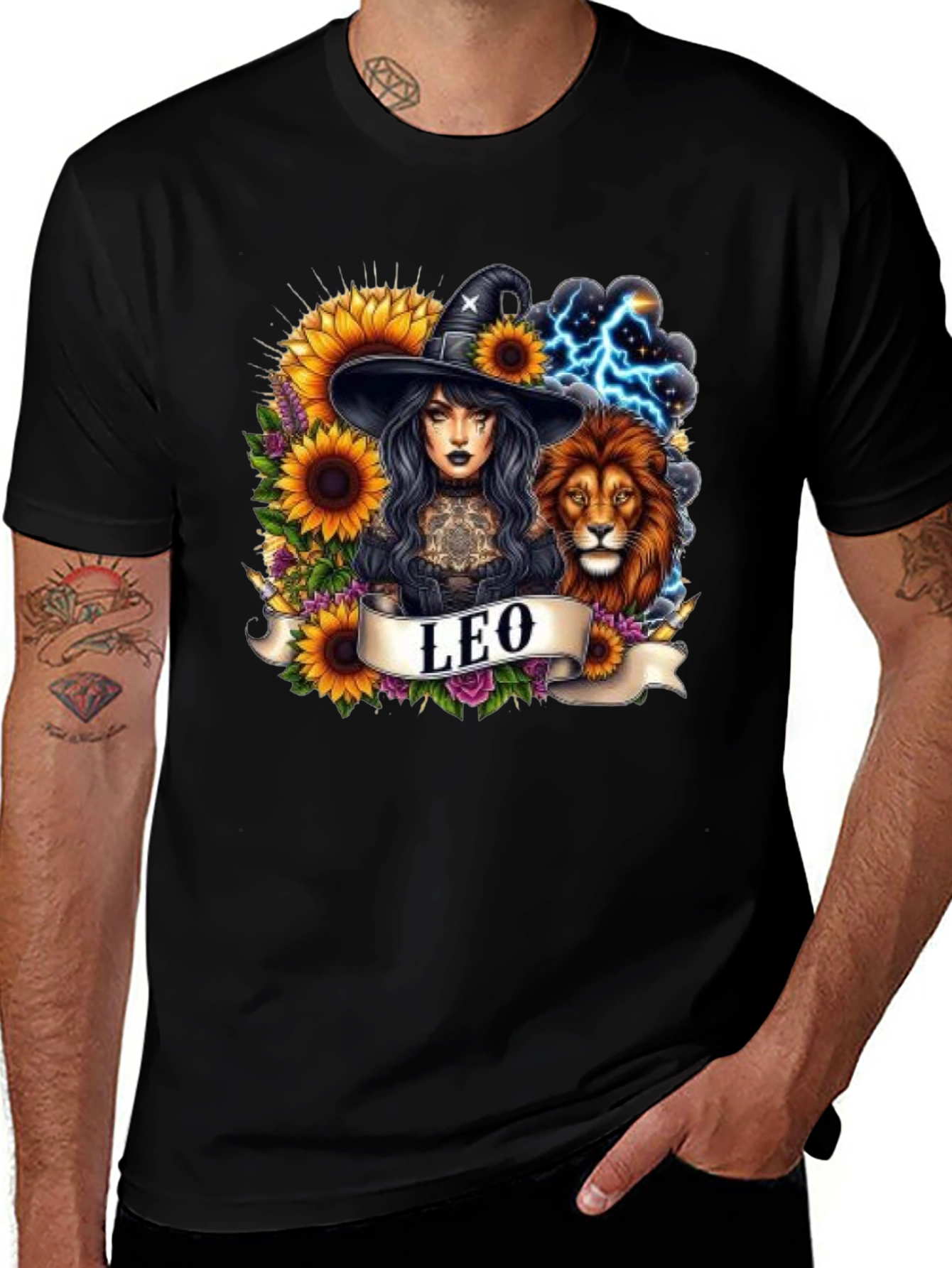 Leo Zodiac Witch & Lion T-Shirt
