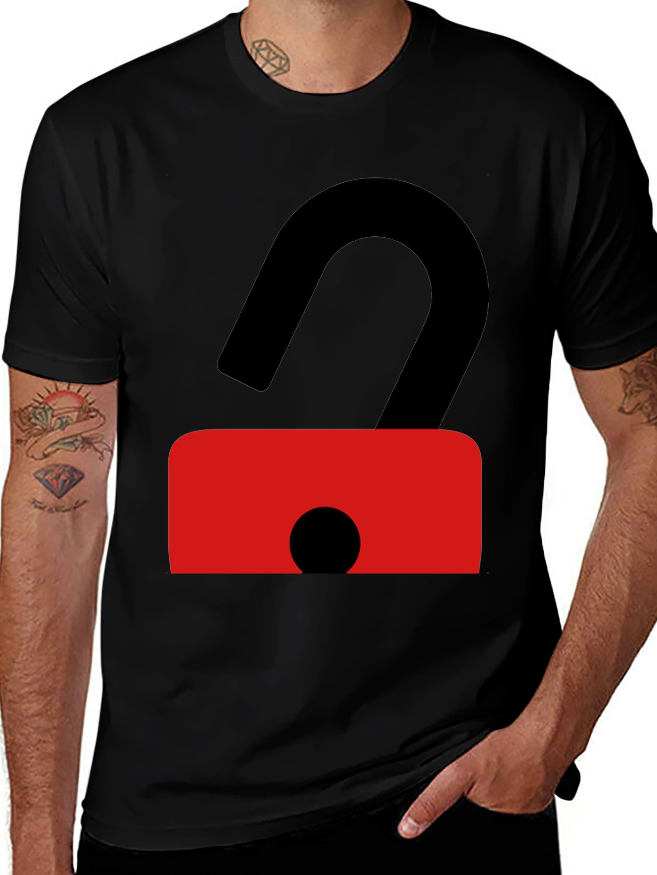 Variant 11 of Unlock Your Style: Black T-Shirt with Bold Graphic