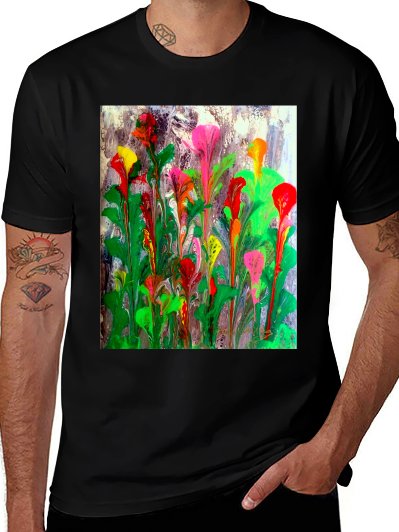 Variant 19 of Floral Abstract Art T-Shirt - Vibrant & Unique Design