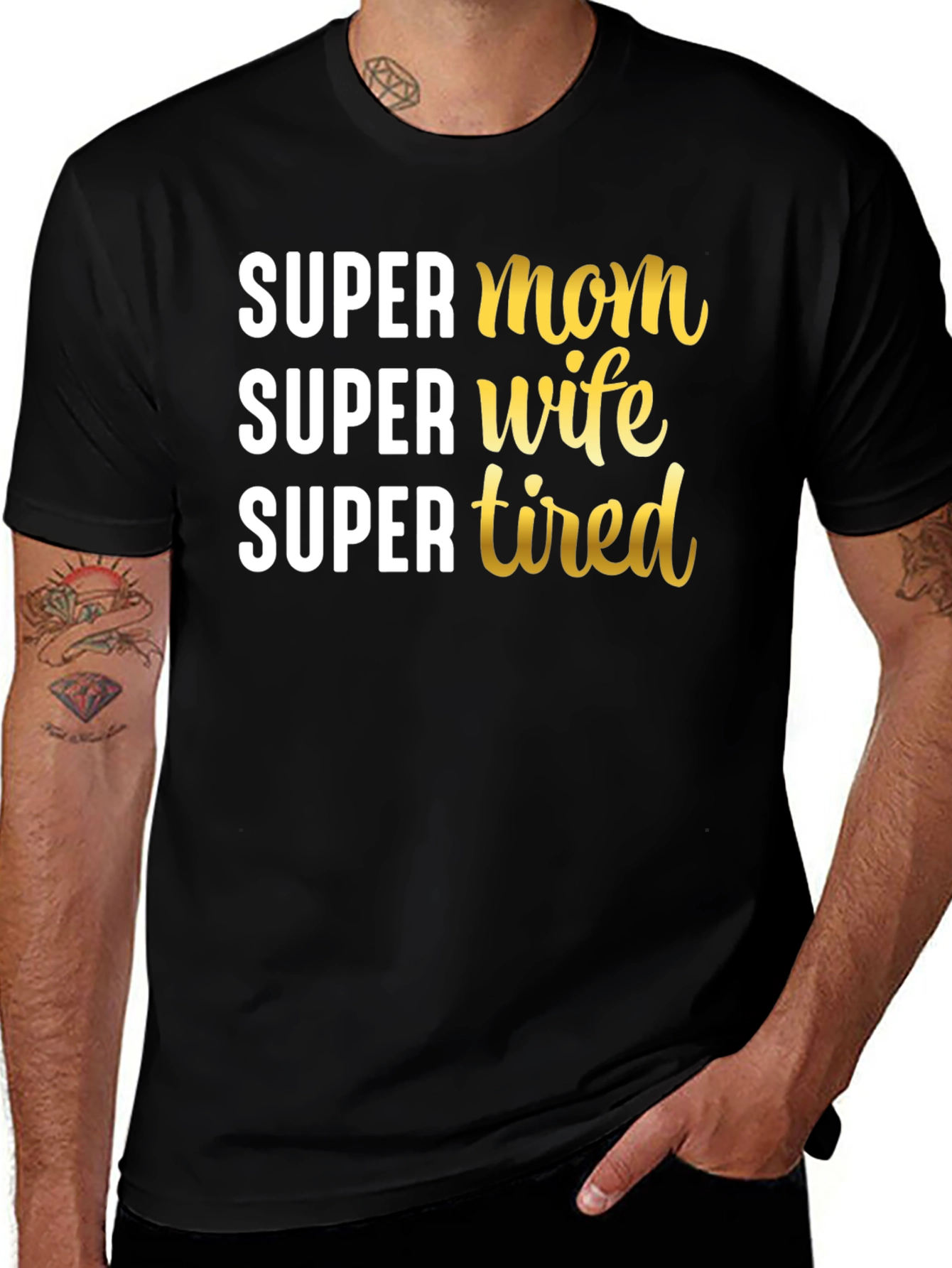 Variant 10 of Super Mom Wife Tired Graphic T-Shirt