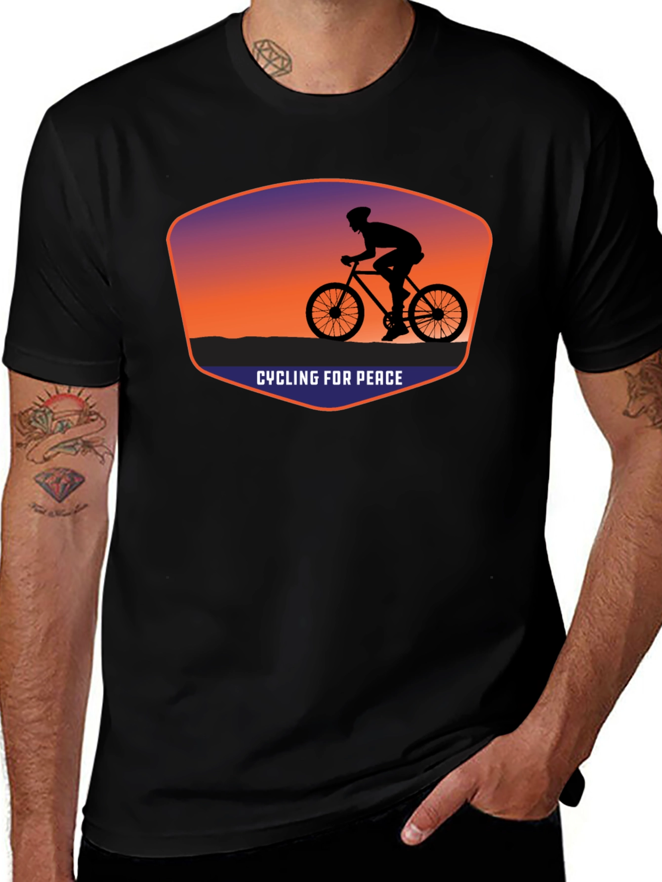 Variant 3 of Cycling for Peace Graphic Tee - Black