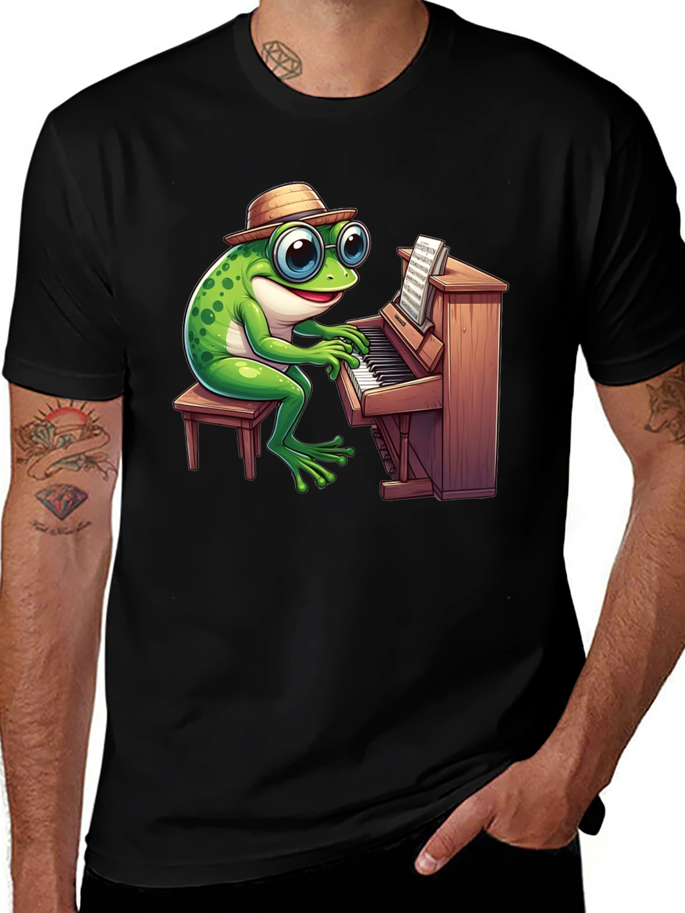 Variant 13 of Piano Playing Frog T-Shirt - Musical Amphibian Tee