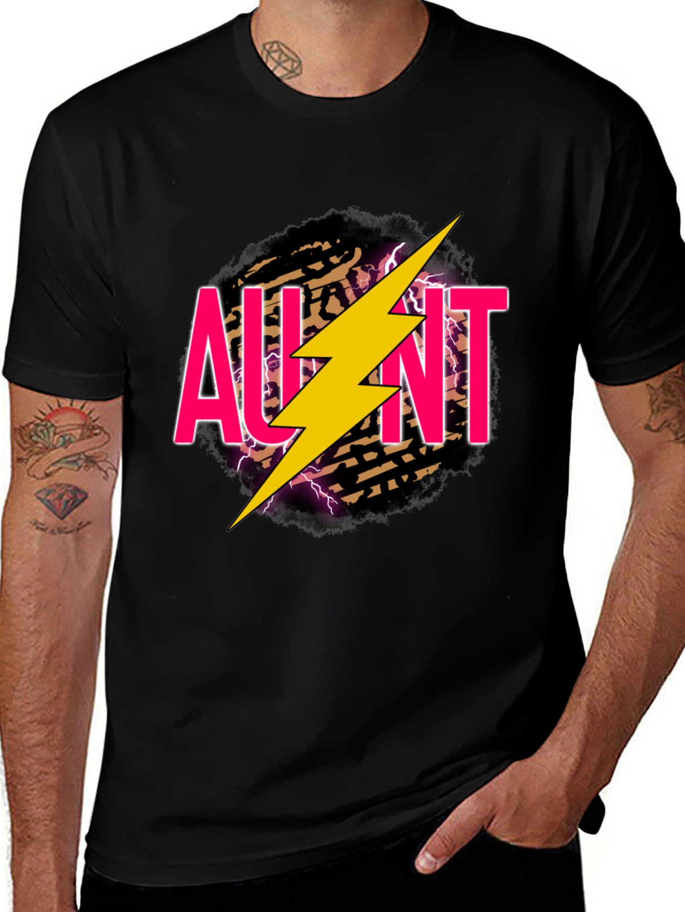 Aunt Lightning Bolt Graphic Tee - Black
