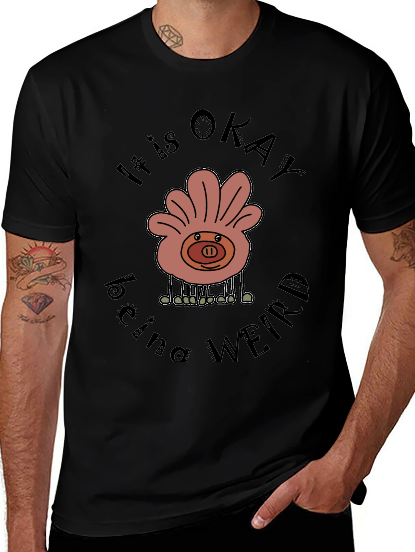 Variant 21 of It is Okay Being Weird Black Graphic Tee