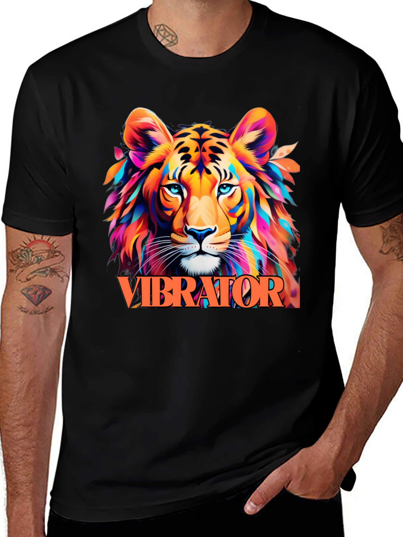 Variant 17 of Vibrator Tiger Graphic Tee - Vibrant & Bold!