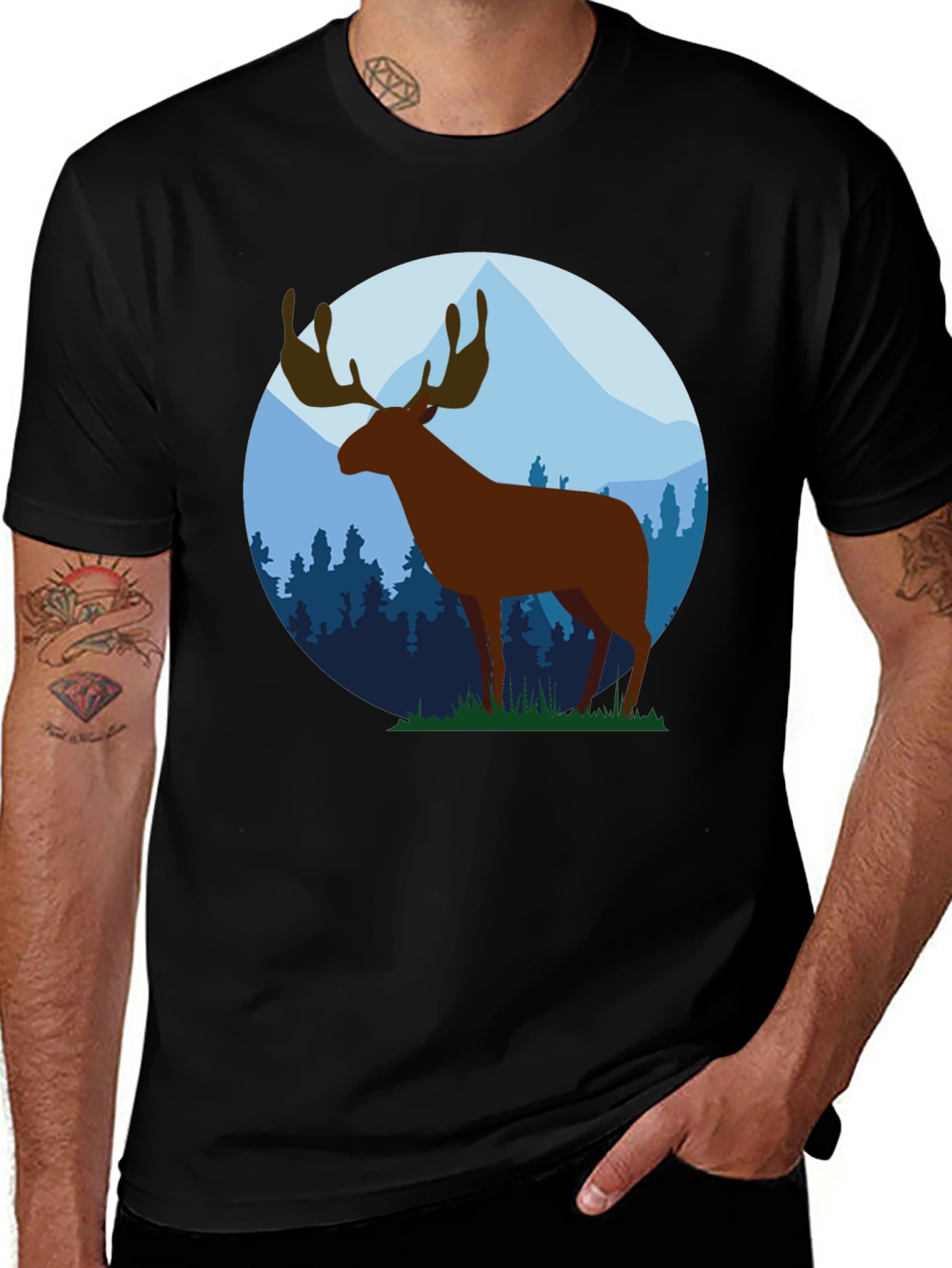 Variant 12 of Moose Graphic Tee - Black Cotton Blend