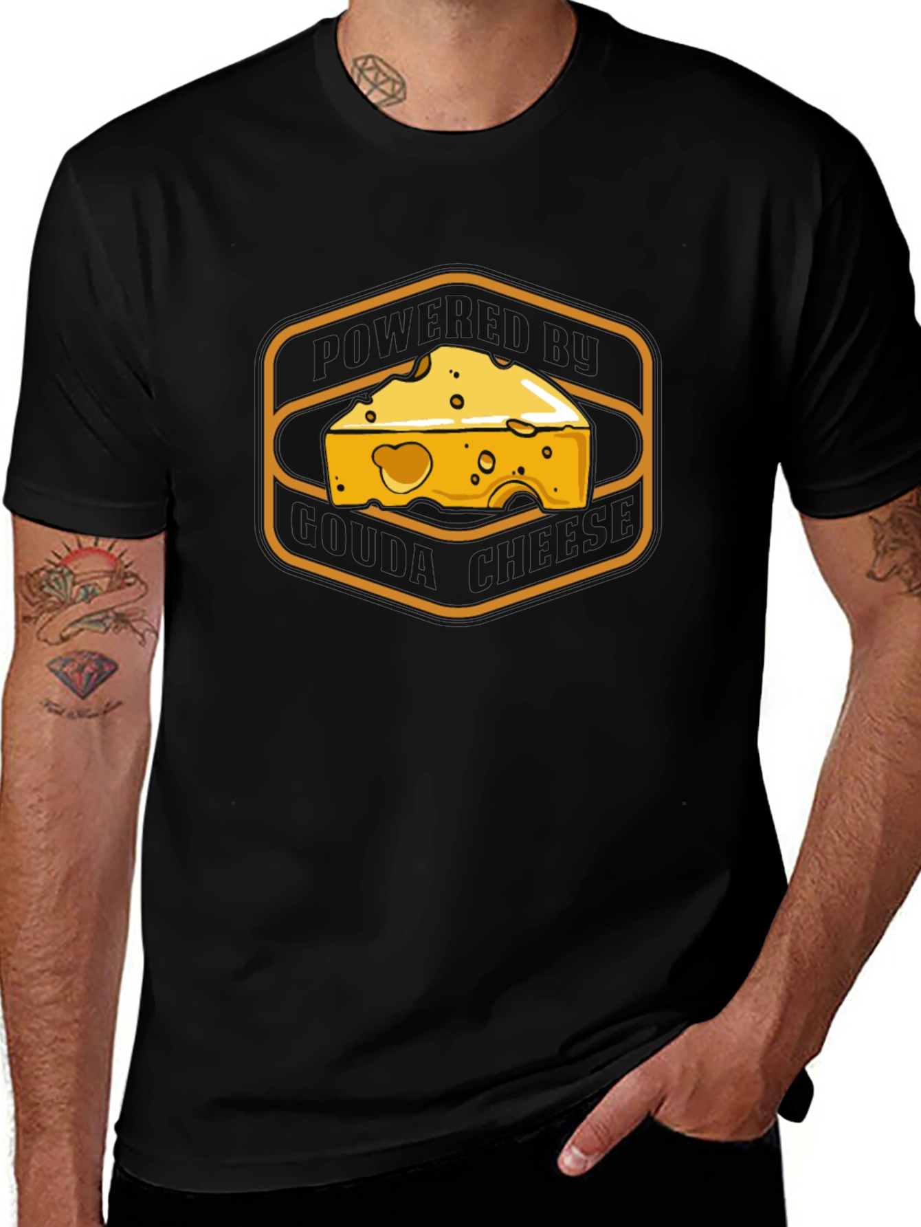 Variant 23 of Cheese Graphic Tee -  Men's Black T-Shirt