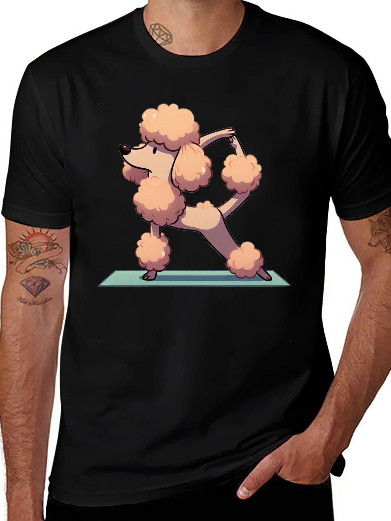Variant 26 of Yoga Poodle Graphic Tee - Cute Cartoon Design