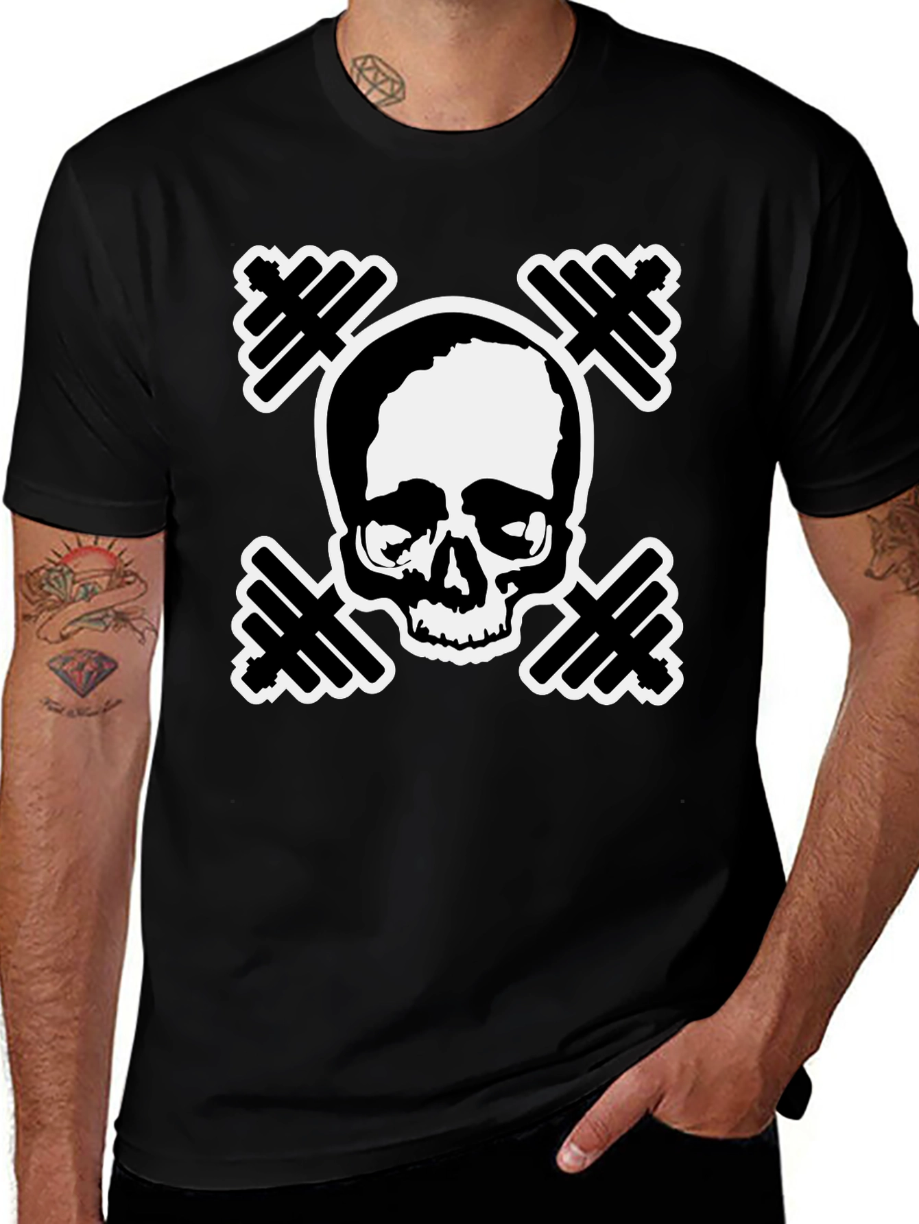 Skull & Dumbbells Graphic Tee - Fitness Apparel