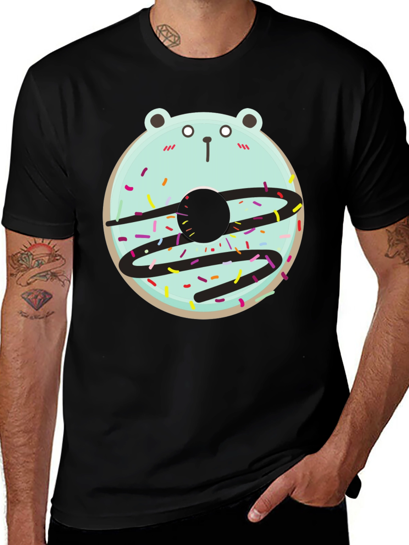 Variant 19 of Bear Donut Graphic Tee - Cute and Fun Design!