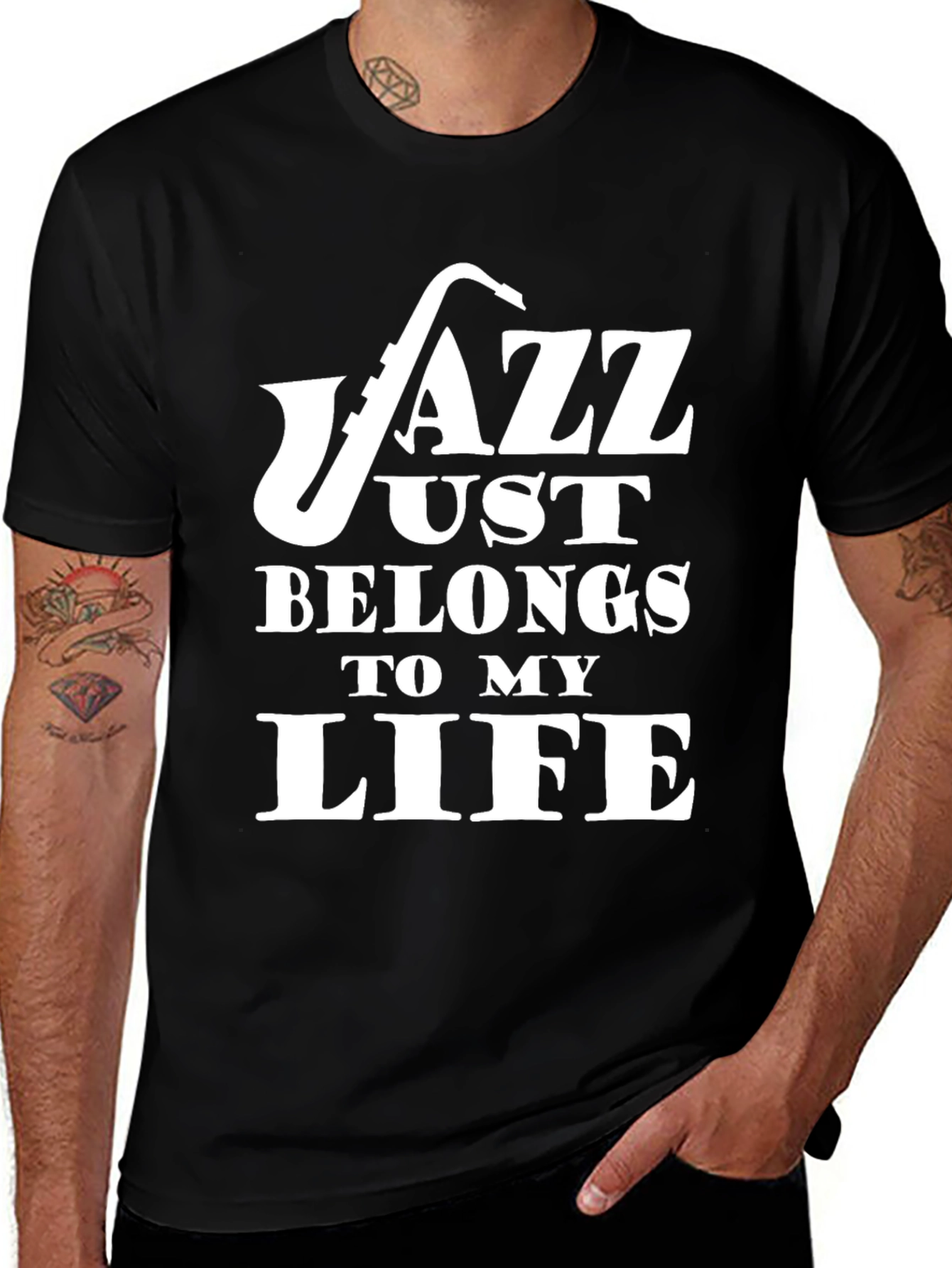 Variant 5 of Jazz Music T-Shirt - "Jazz Belongs To My Life" - Saxophone Graphic