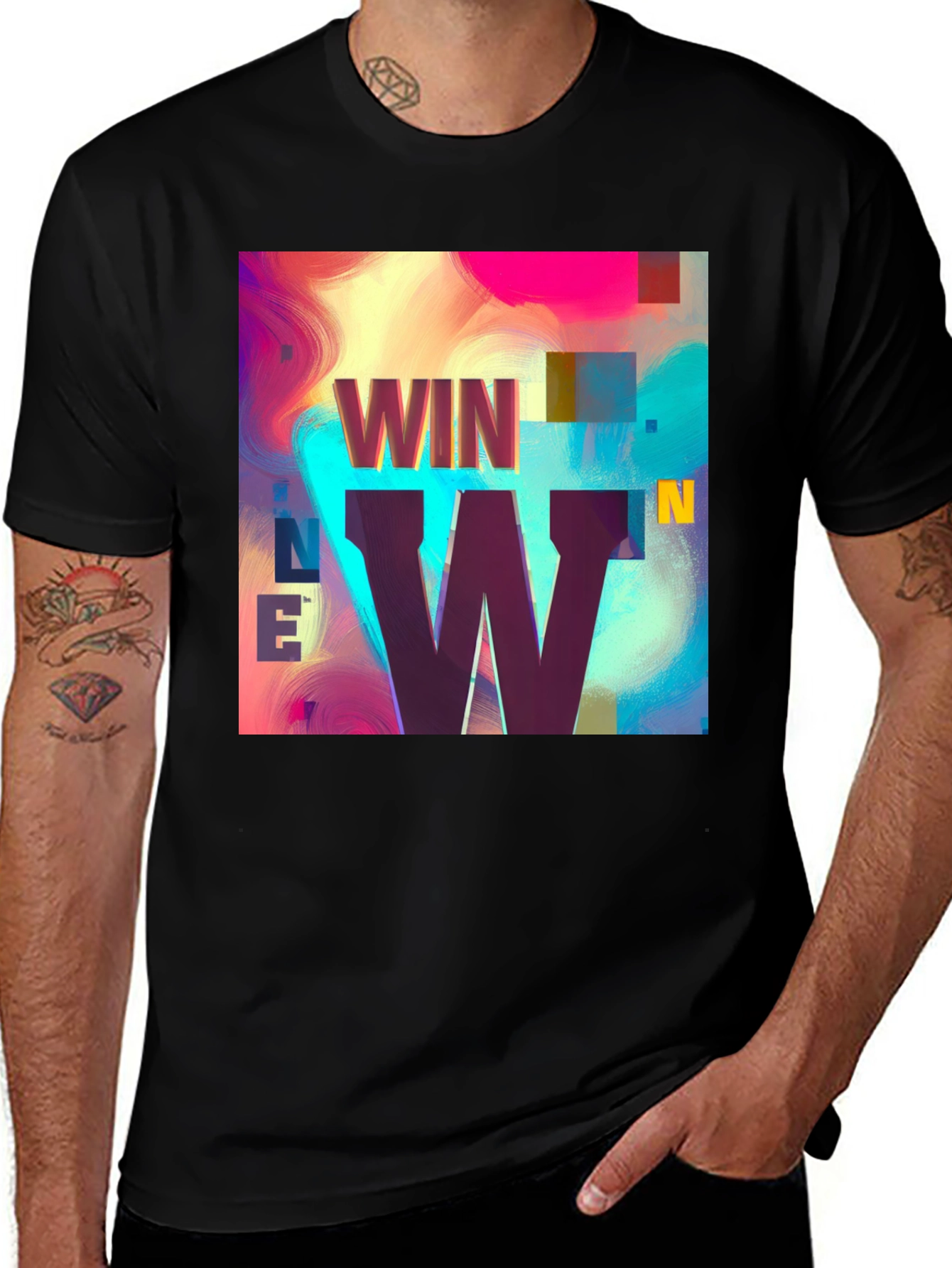 Variant 6 of Win-Win Graphic Tee - Trendy Black T-Shirt