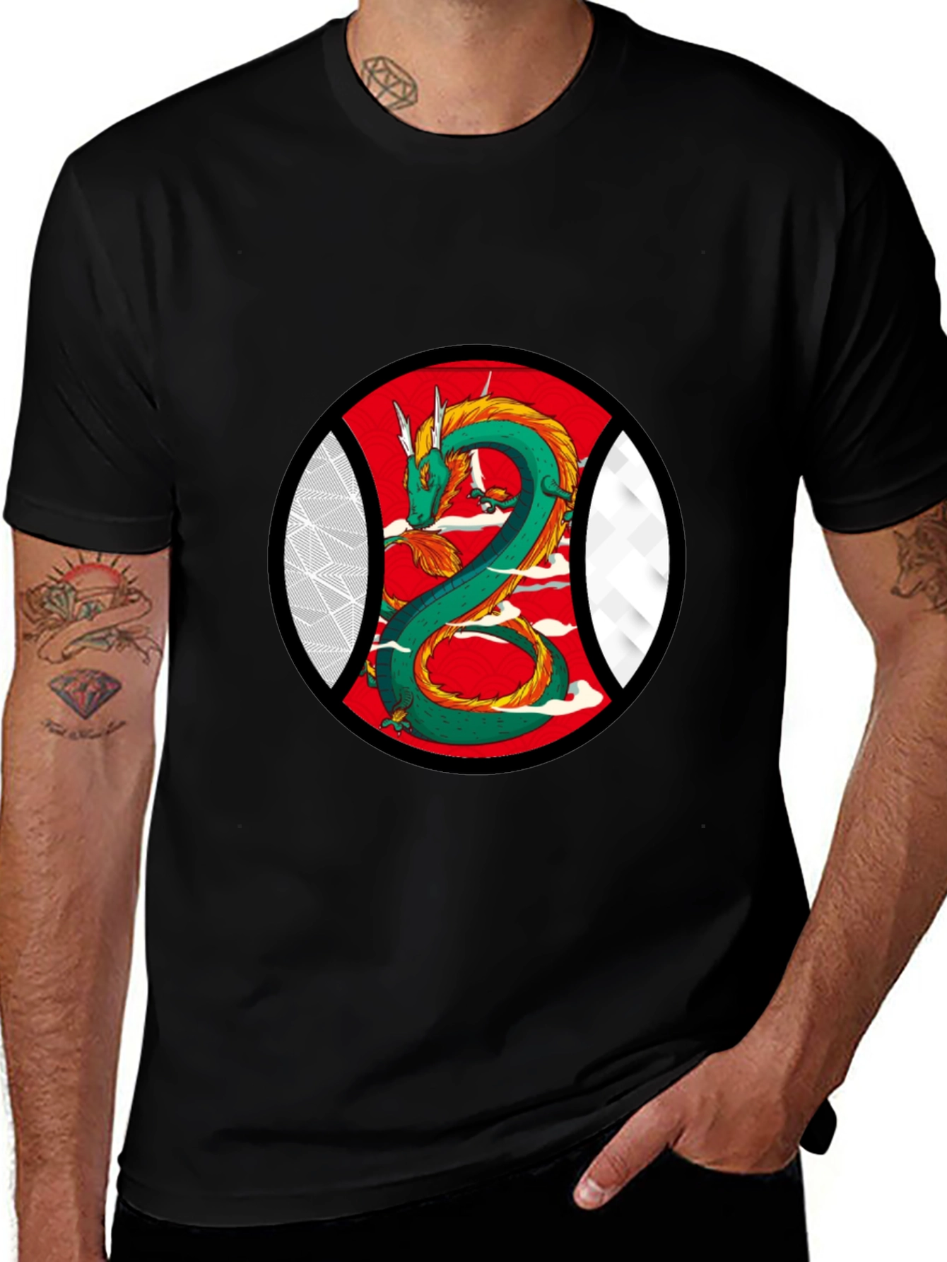 Variant 11 of Dragon Circle Black T-Shirt