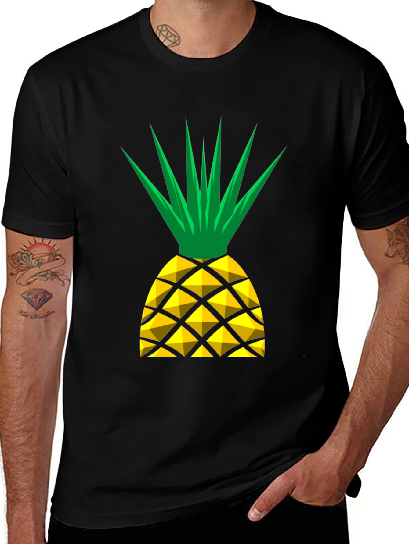 Variant 2 of Pineapple Graphic T-Shirt - Black Cotton Tee