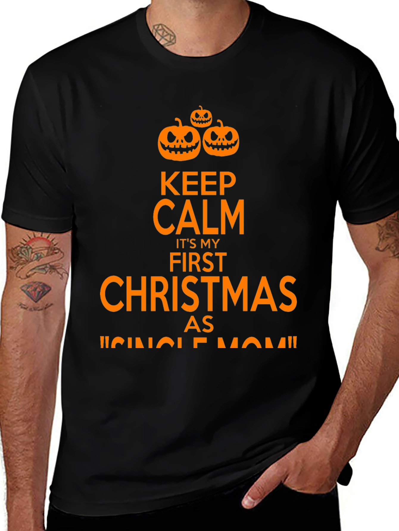 Funny "First Christmas As Single Mom" Halloween T-Shirt