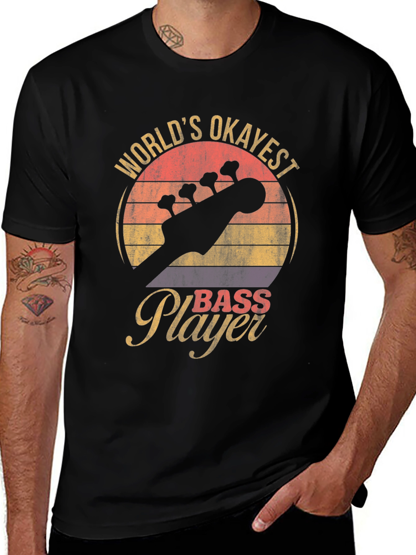 Variant 8 of World's Okayest Bass Player Black T-Shirt