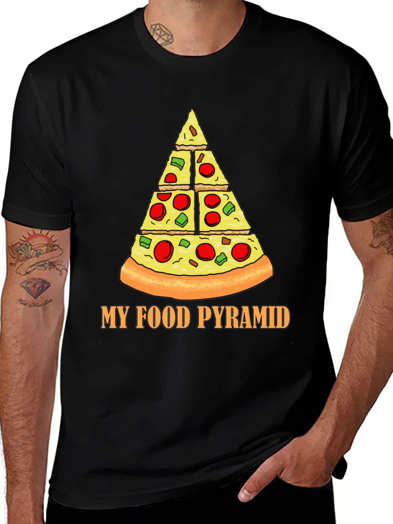 Pizza Food Pyramid T-Shirt - Funny Graphic Tee