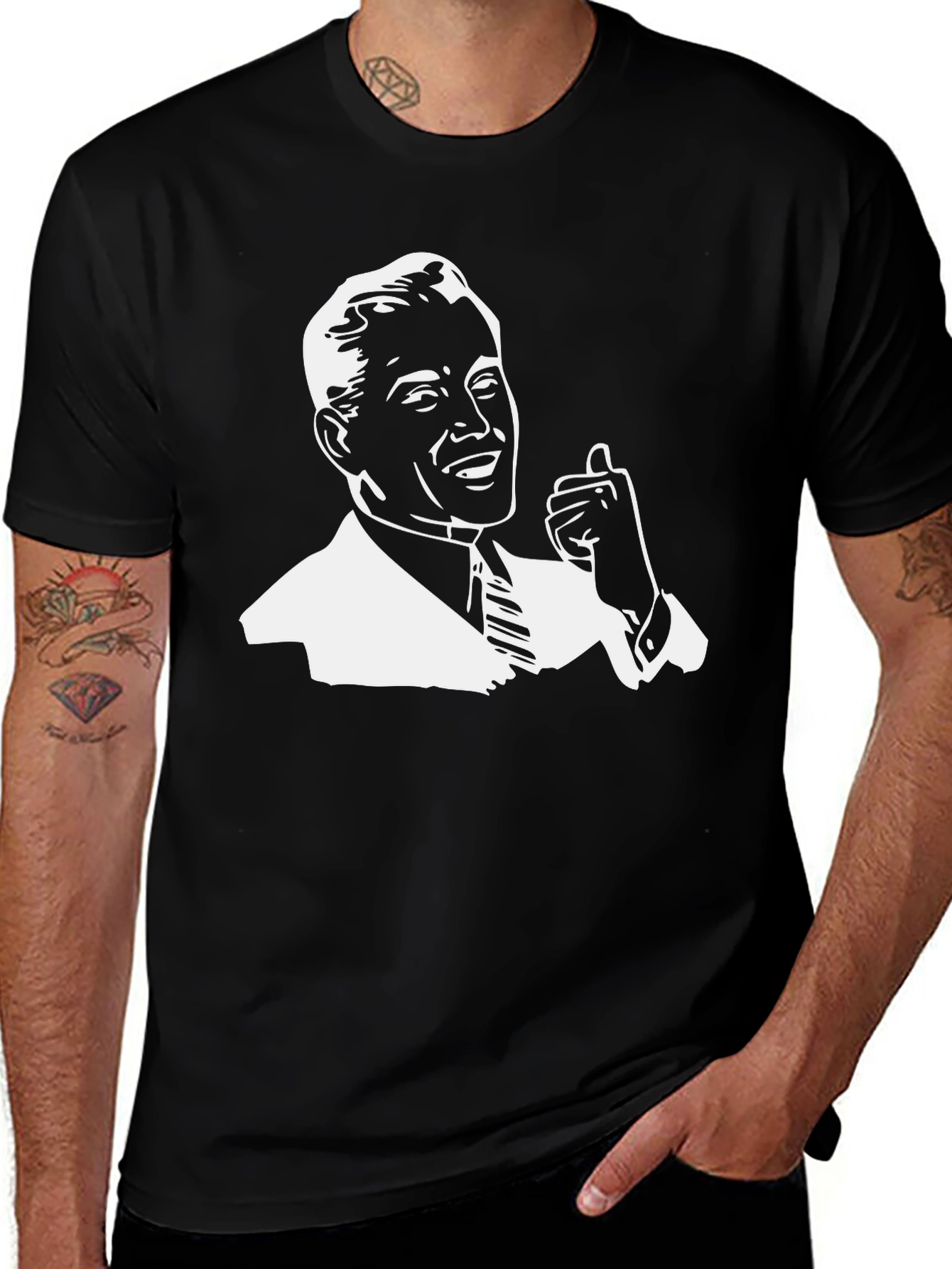 Variant 21 of Retro Thumbs Up Graphic Tee - Black