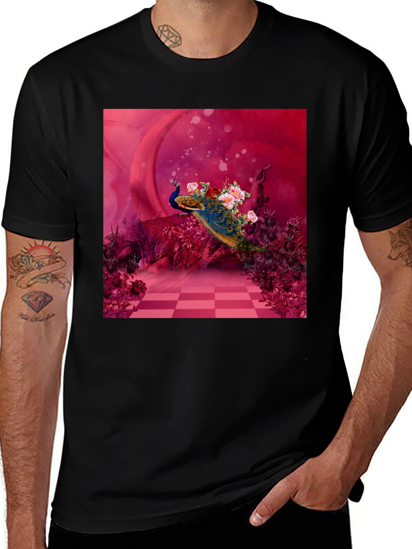 Variant 27 of Peacock Floral Art Graphic Tee