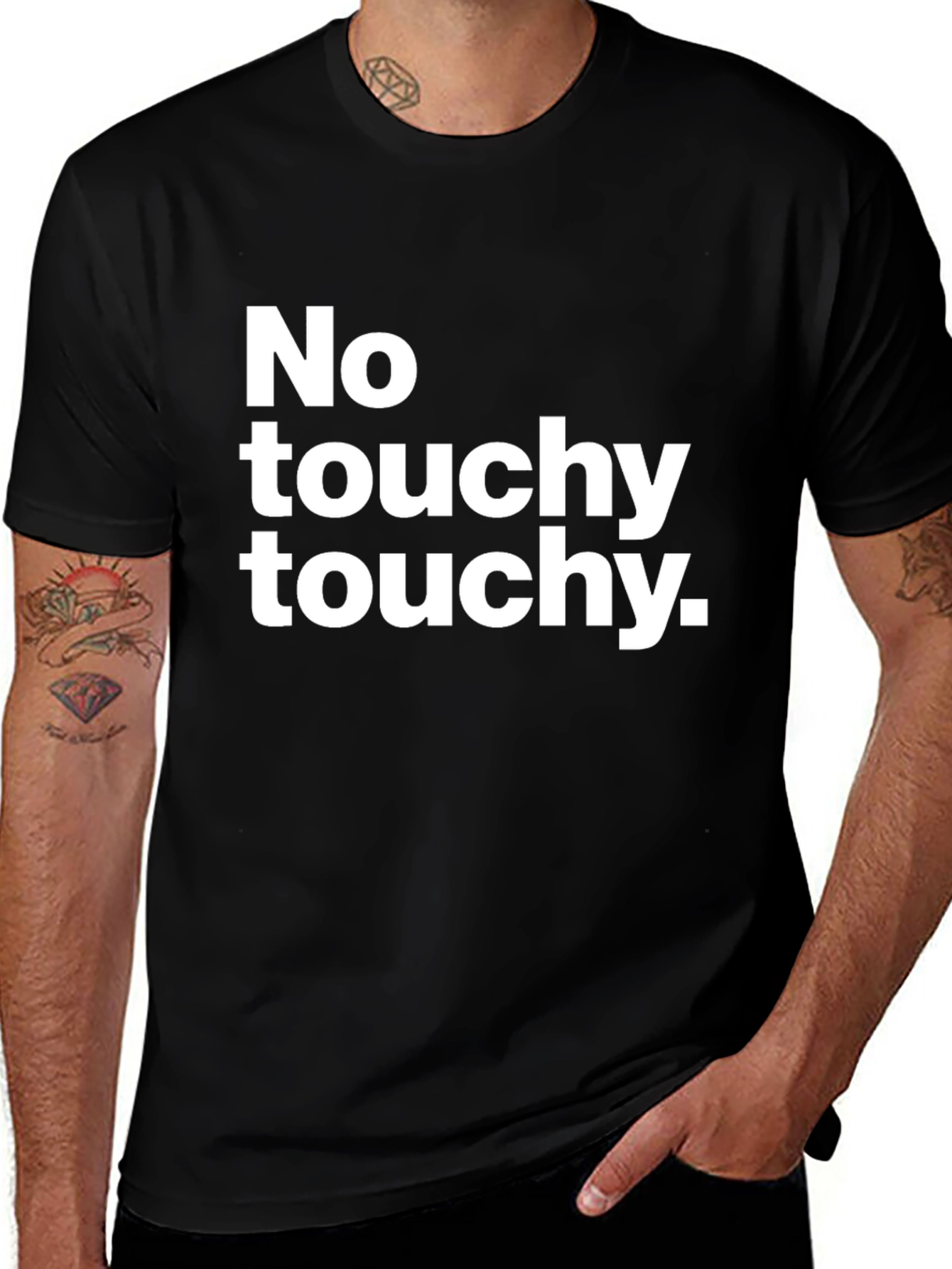Variant 2 of No Touchy Touchy Graphic Tee - Black Cotton T-Shirt