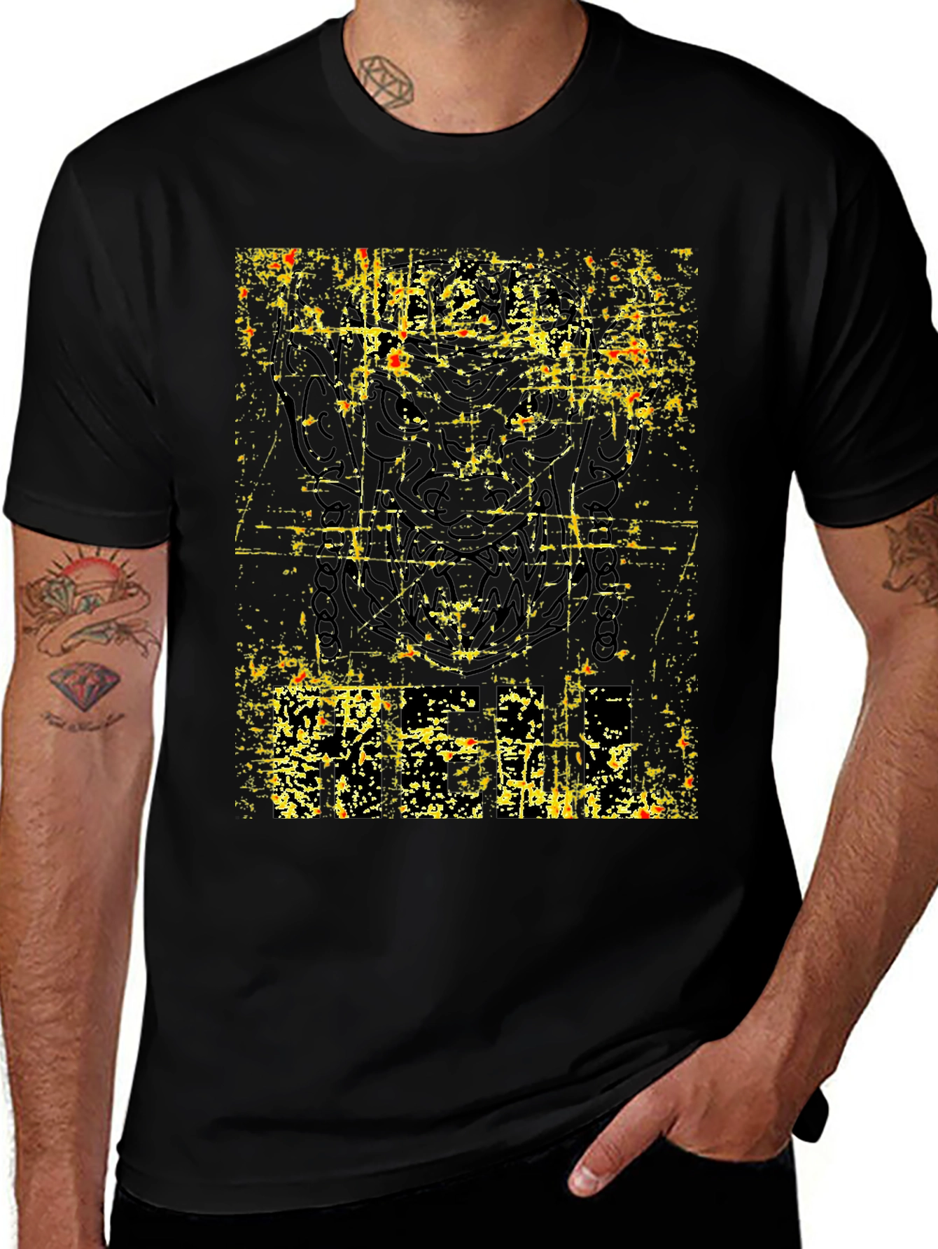 Variant 22 of Abstract Graphic Print Black T-Shirt