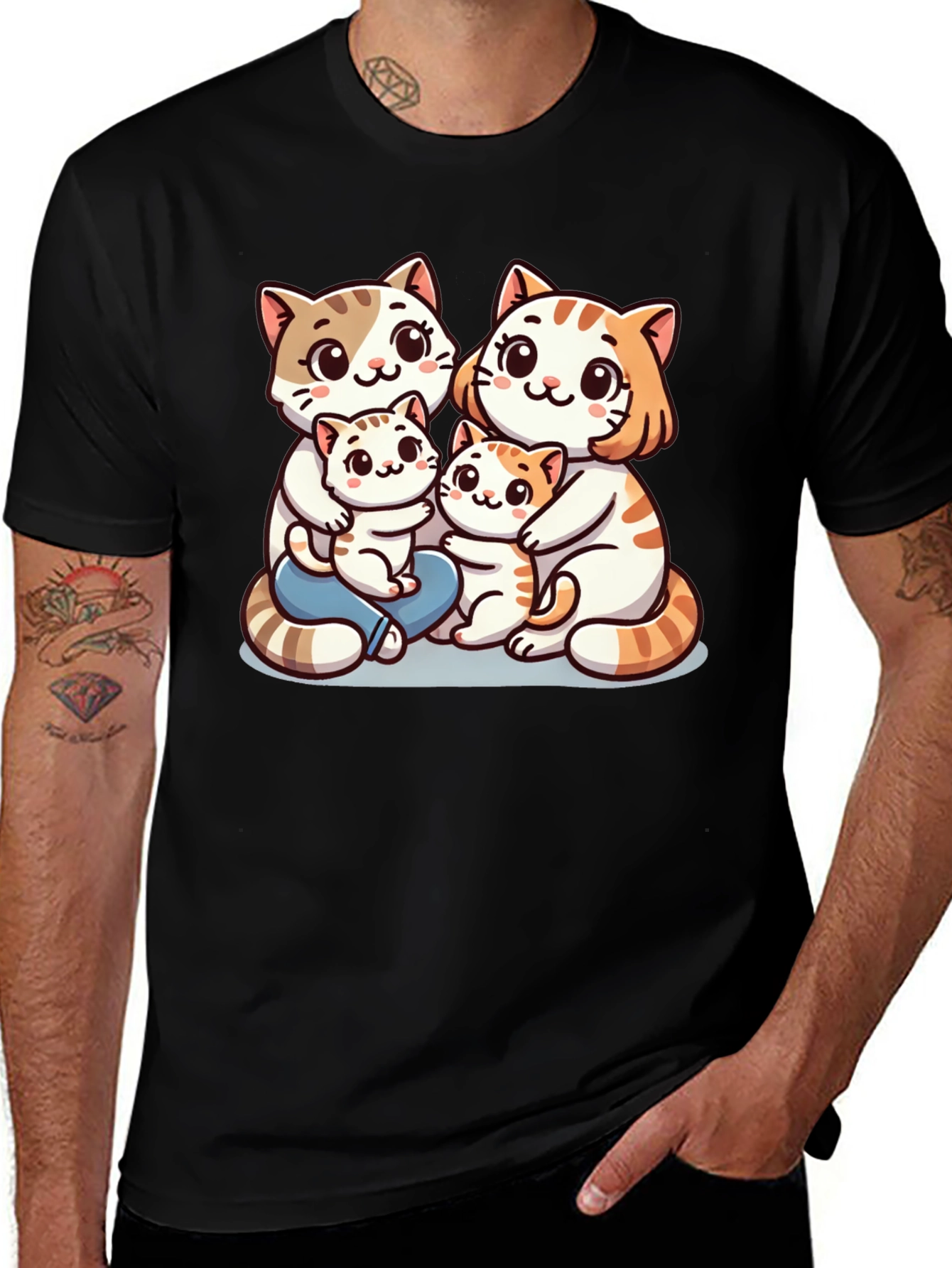 Variant 12 of Cat Family Cartoon T-Shirt - Adorable Design