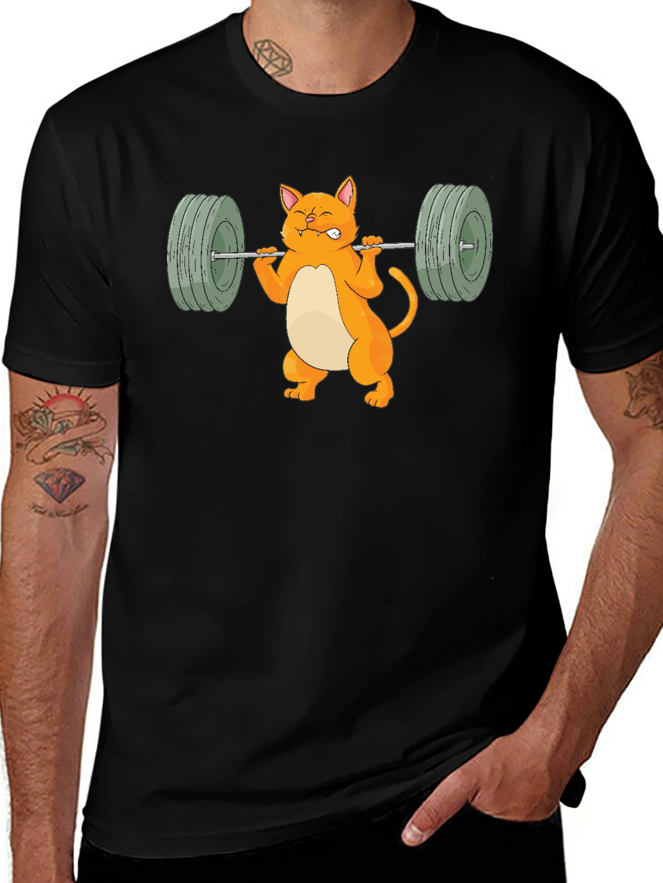 Variant 15 of Cat Weightlifting Funny T-Shirt