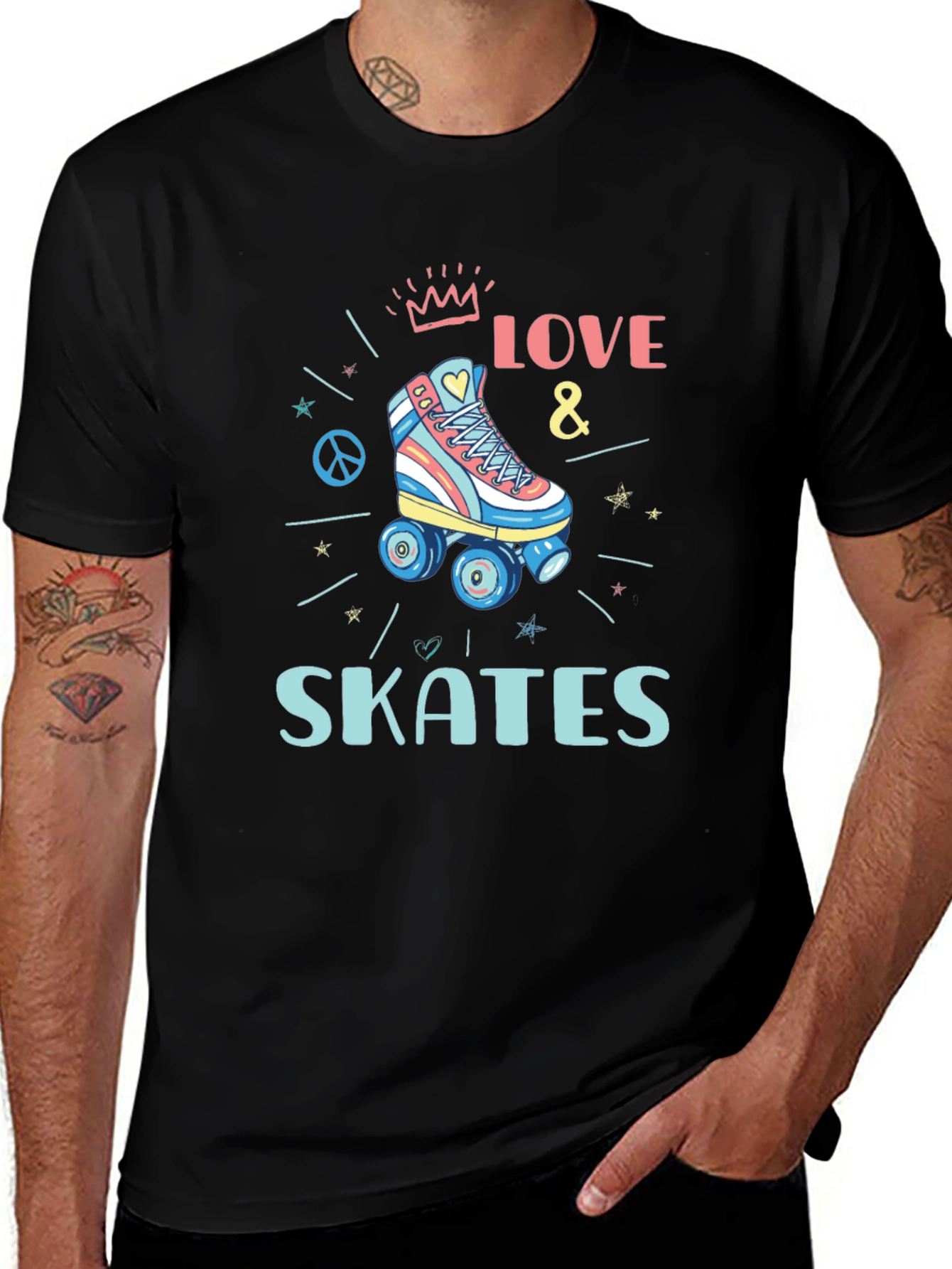 Variant 28 of Love & Skates Graphic Tee - Retro Roller Skate T-Shirt