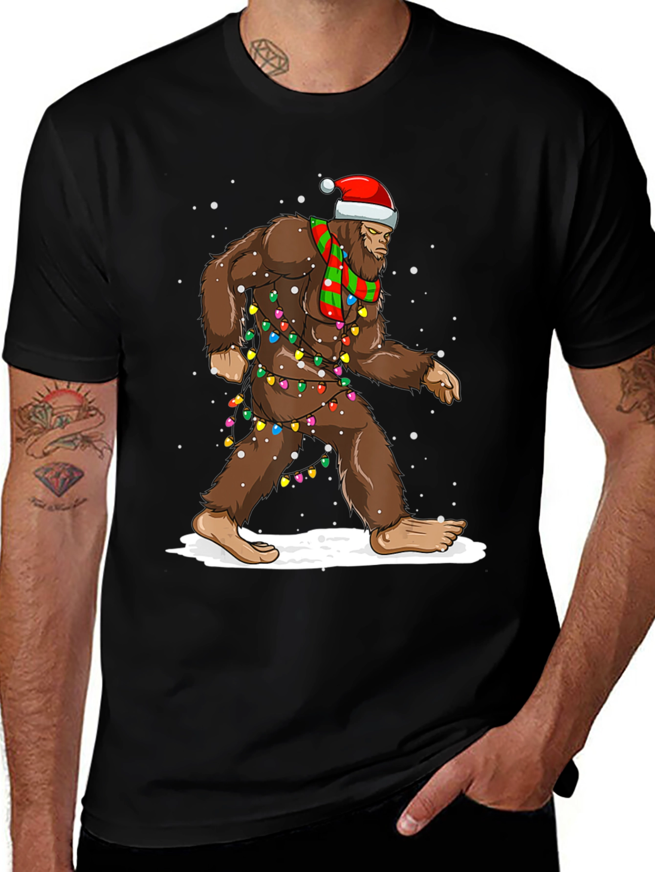 Festive Bigfoot Christmas T-Shirt