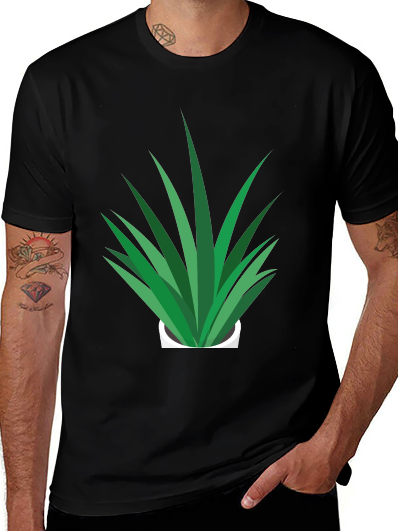 Variant 24 of Modern Potted Plant Graphic Tee - Black