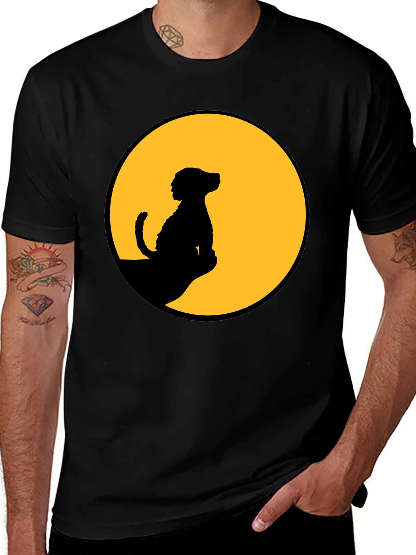 Variant 19 of Dog Silhouette T-Shirt - Black Cotton Tee