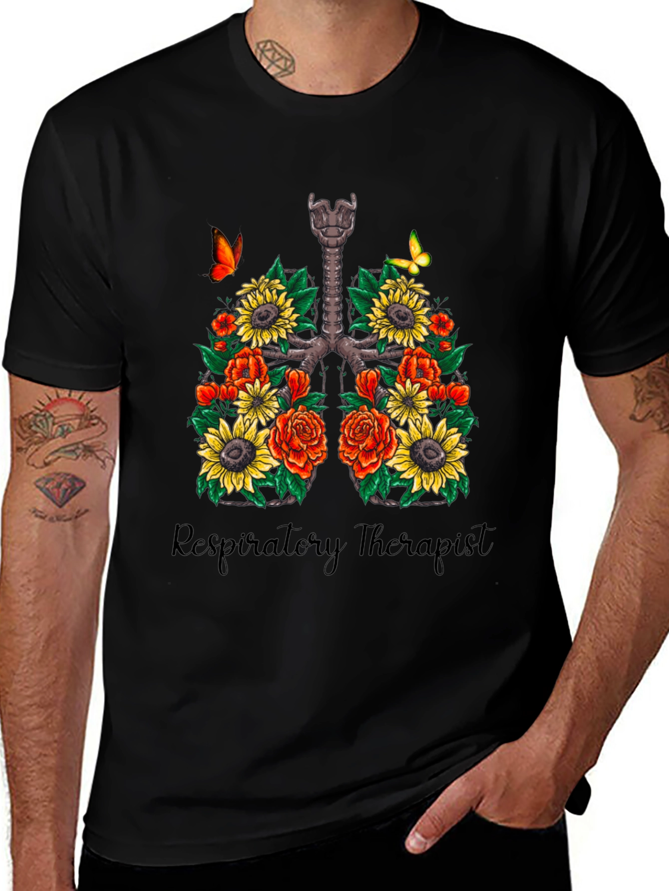 Floral Lungs Respiratory Therapist T-Shirt