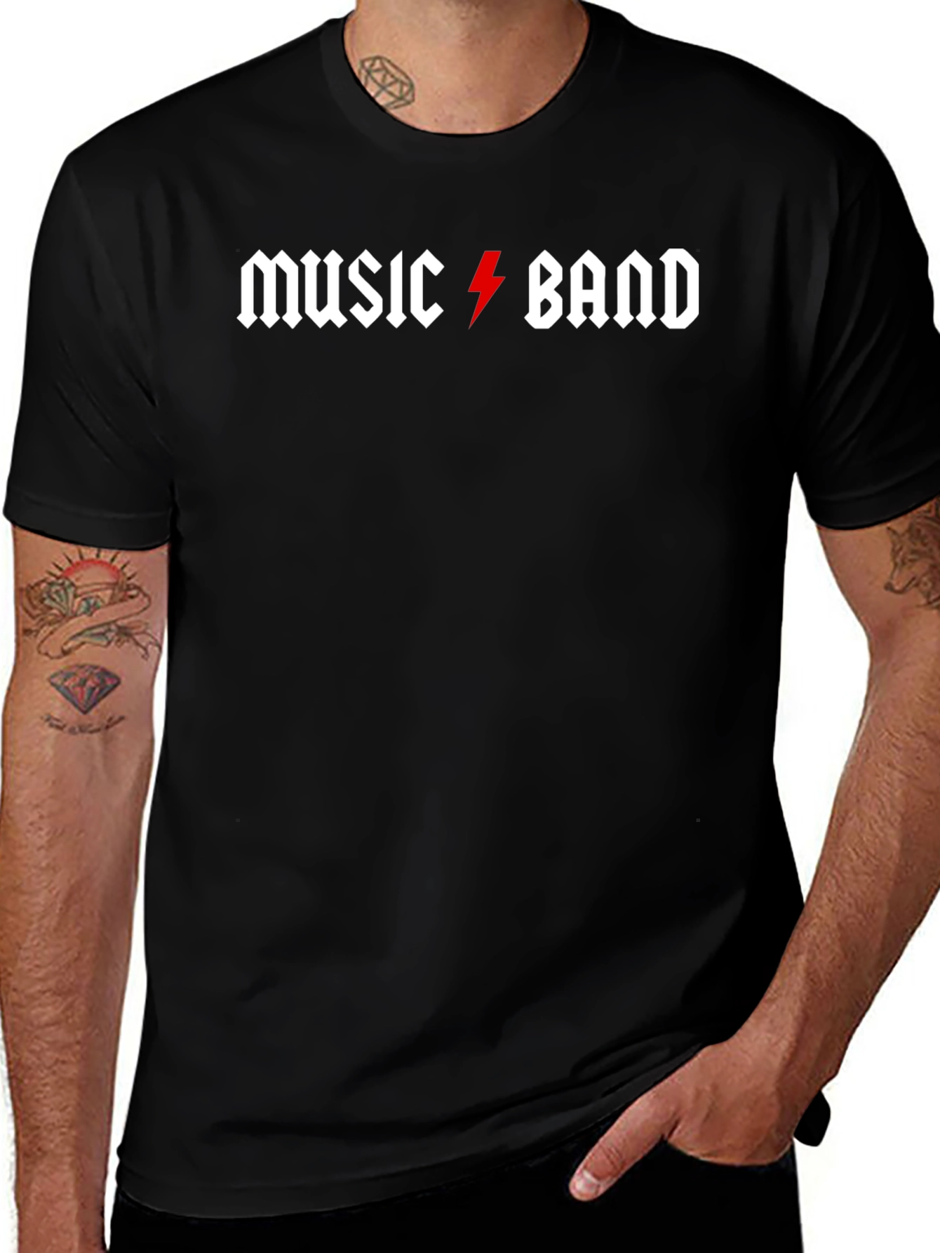 Variant 20 of Music Band Rock and Roll Style Black T-Shirt