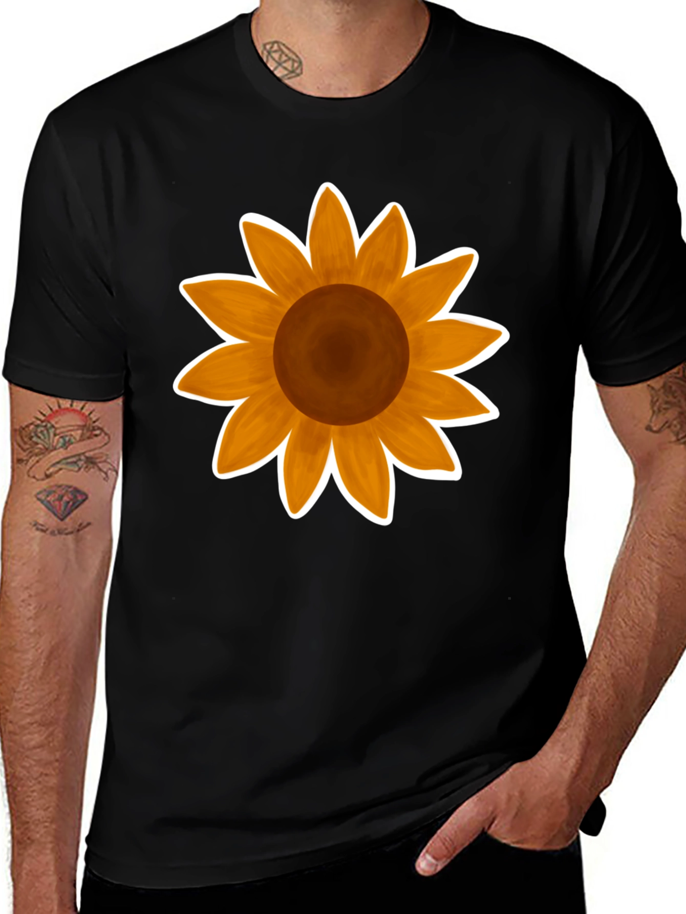 Variant 21 of Sunflower Graphic Tee - Stylish Black Cotton T-Shirt