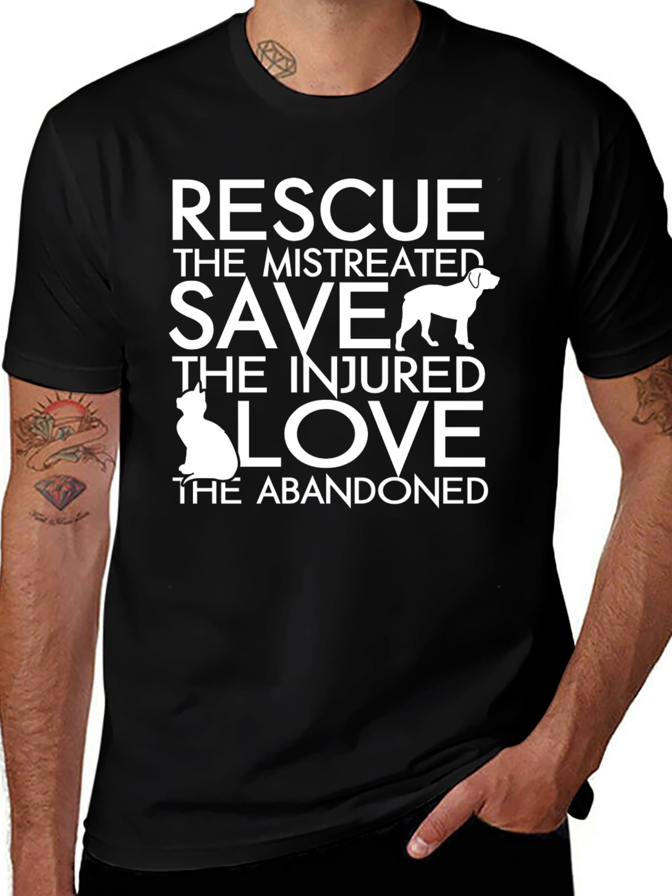 Variant 16 of Rescue, Save, Love T-Shirt - Animal Welfare Tee
