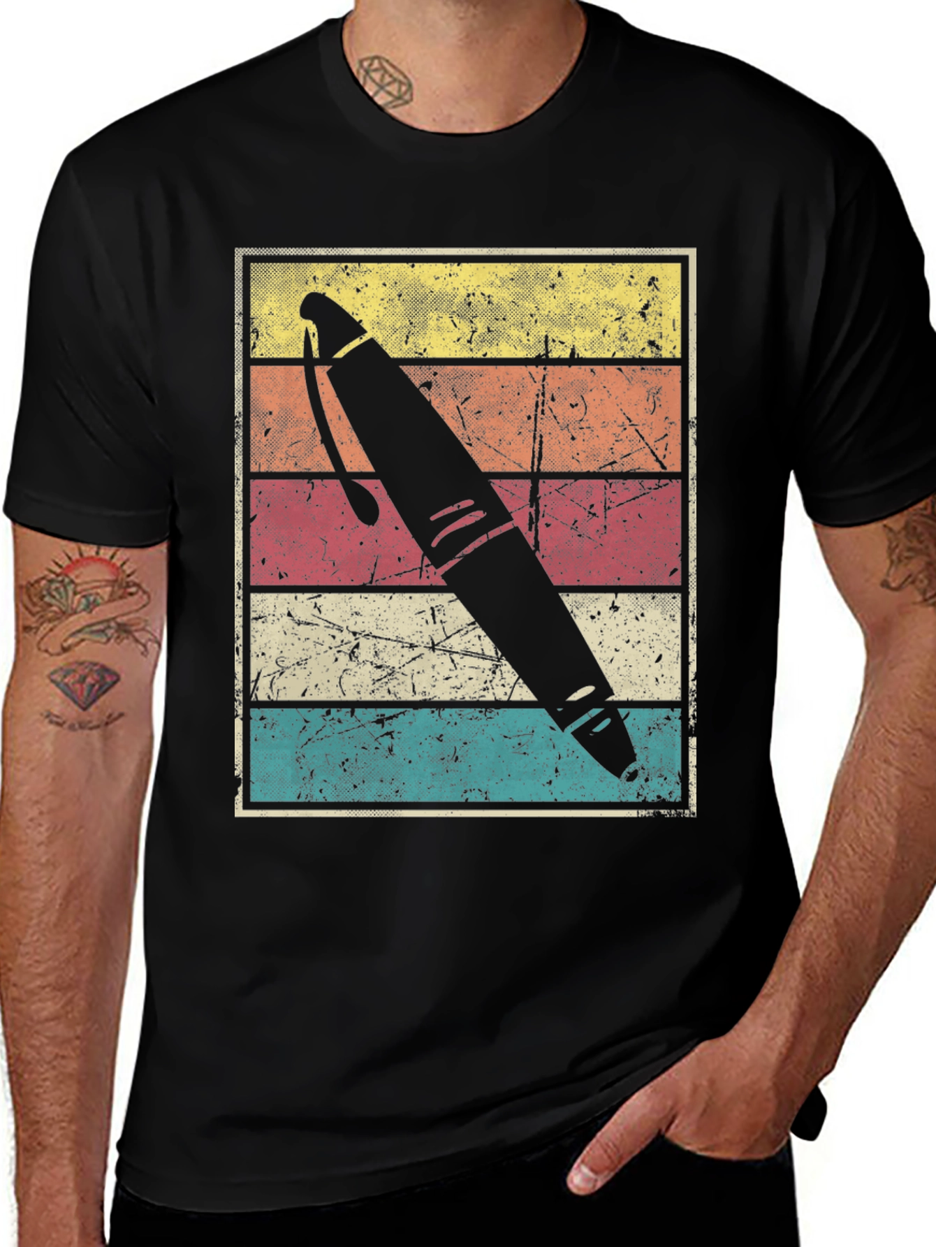 Variant 15 of Retro Pen Graphic Tee - Black Unisex T-Shirt