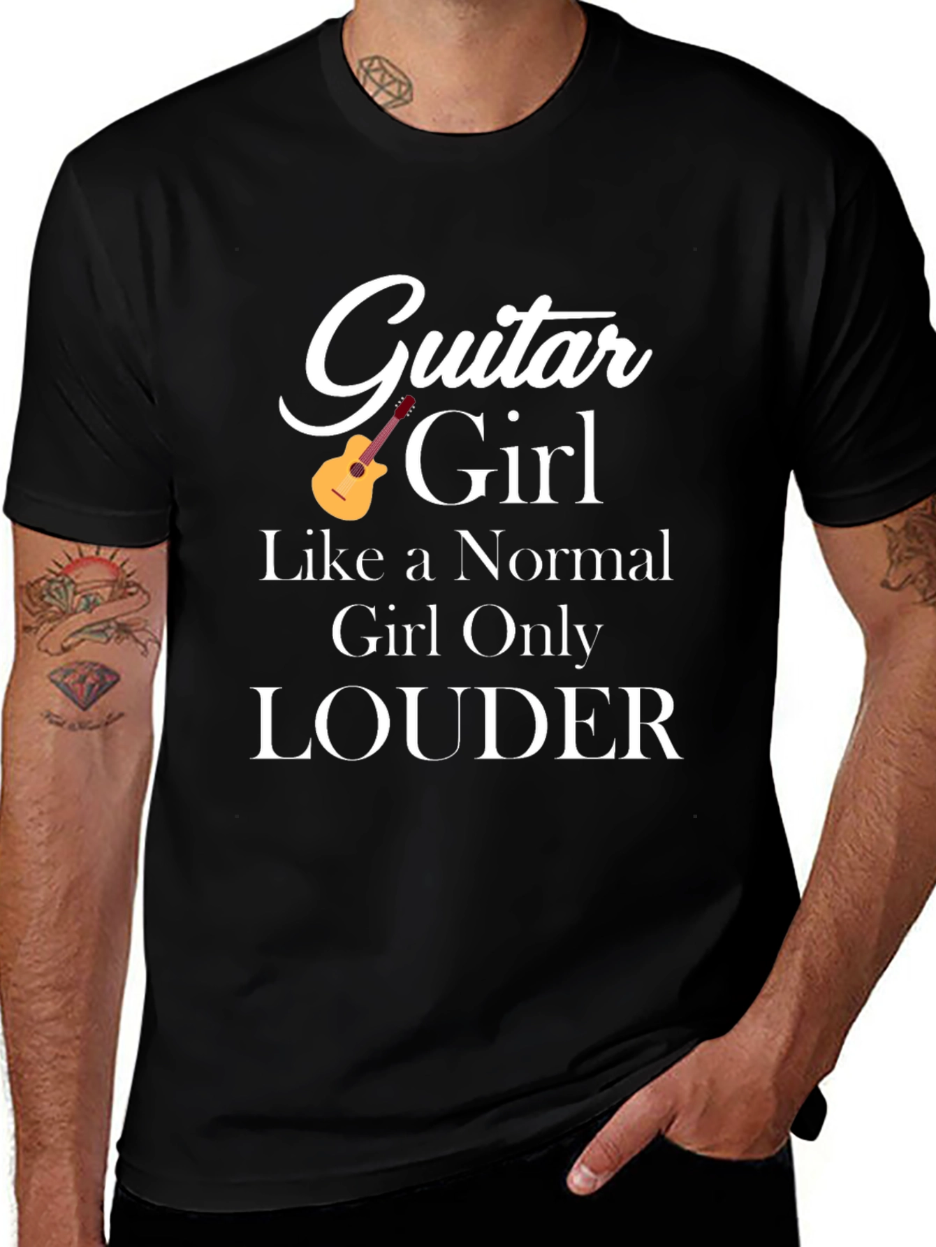 Variant 15 of Guitar Girl T-Shirt - Like a Normal Girl Only Louder