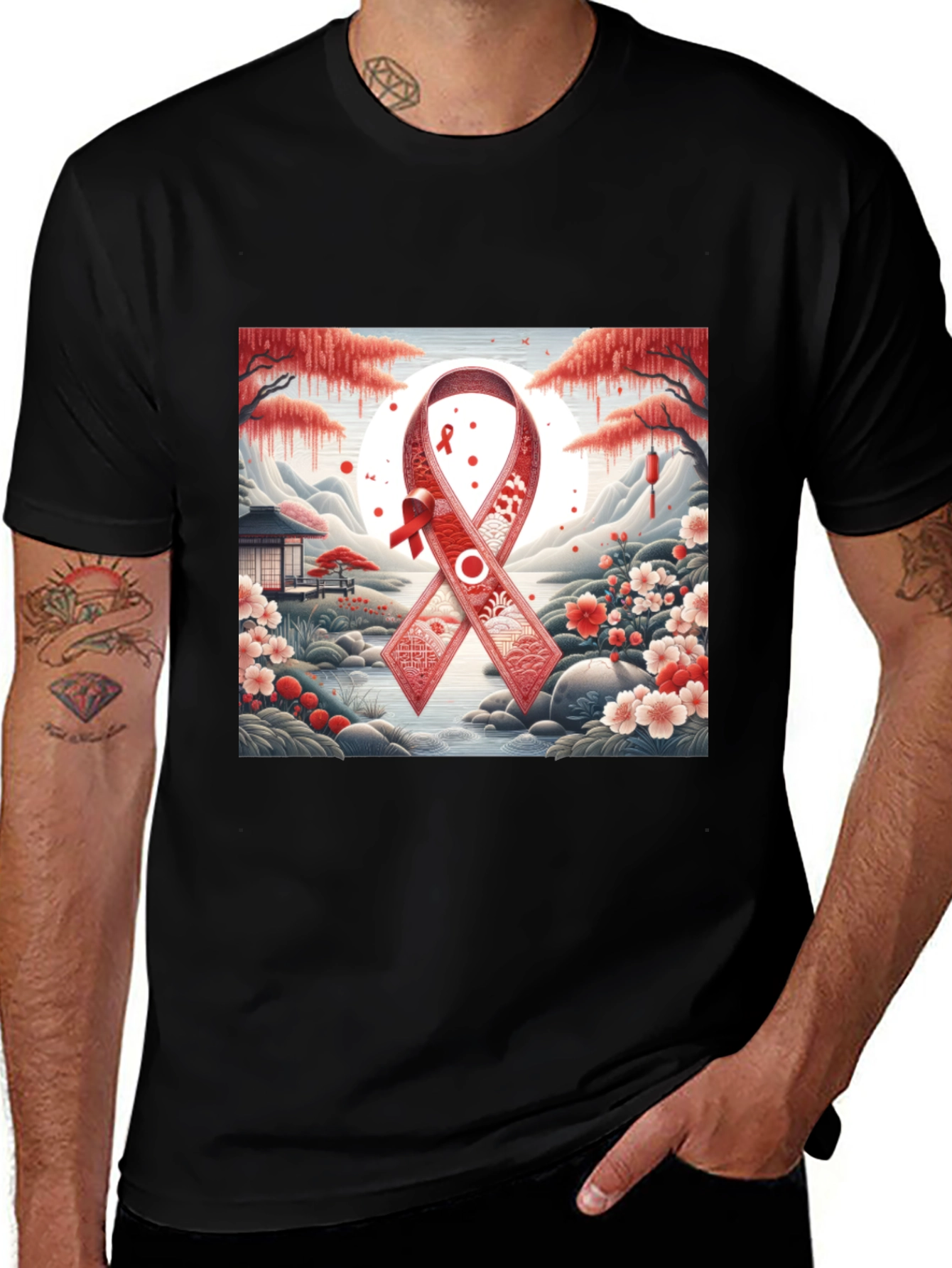 Red Ribbon Artistic Tee