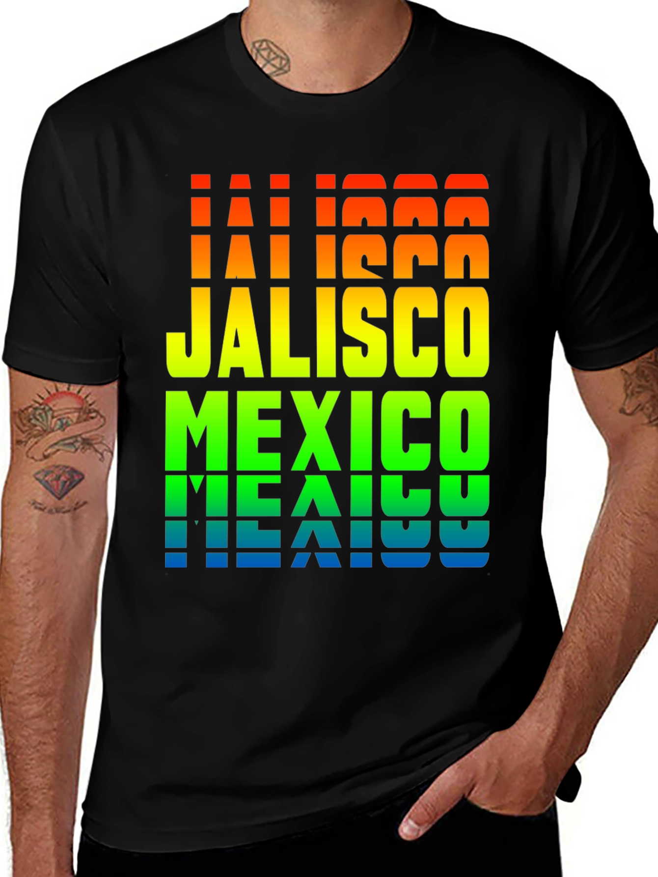 Jalisco Mexico Rainbow Text T-Shirt