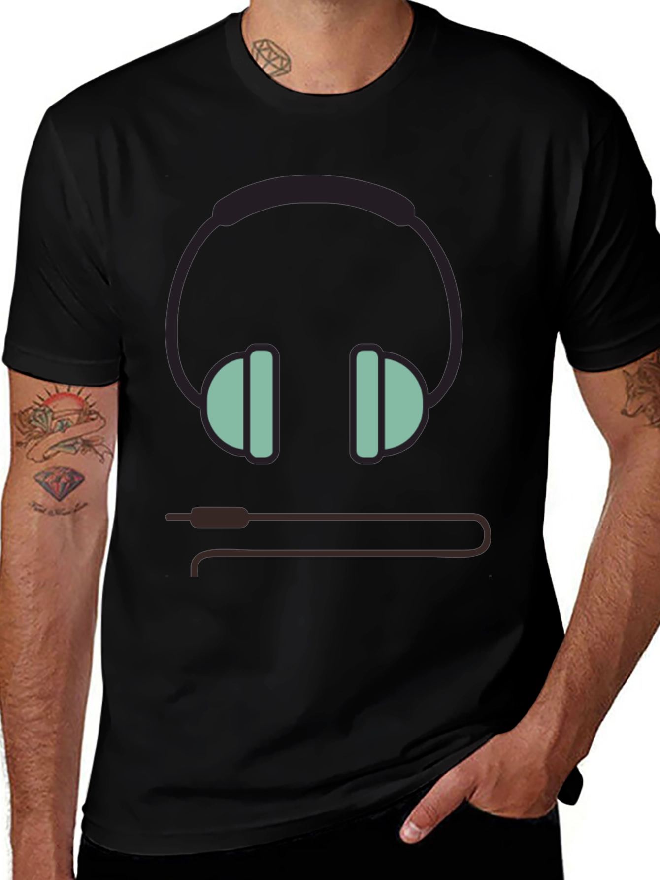 Variant 2 of Headphone Graphic Tee - Music Lover's Black T-Shirt