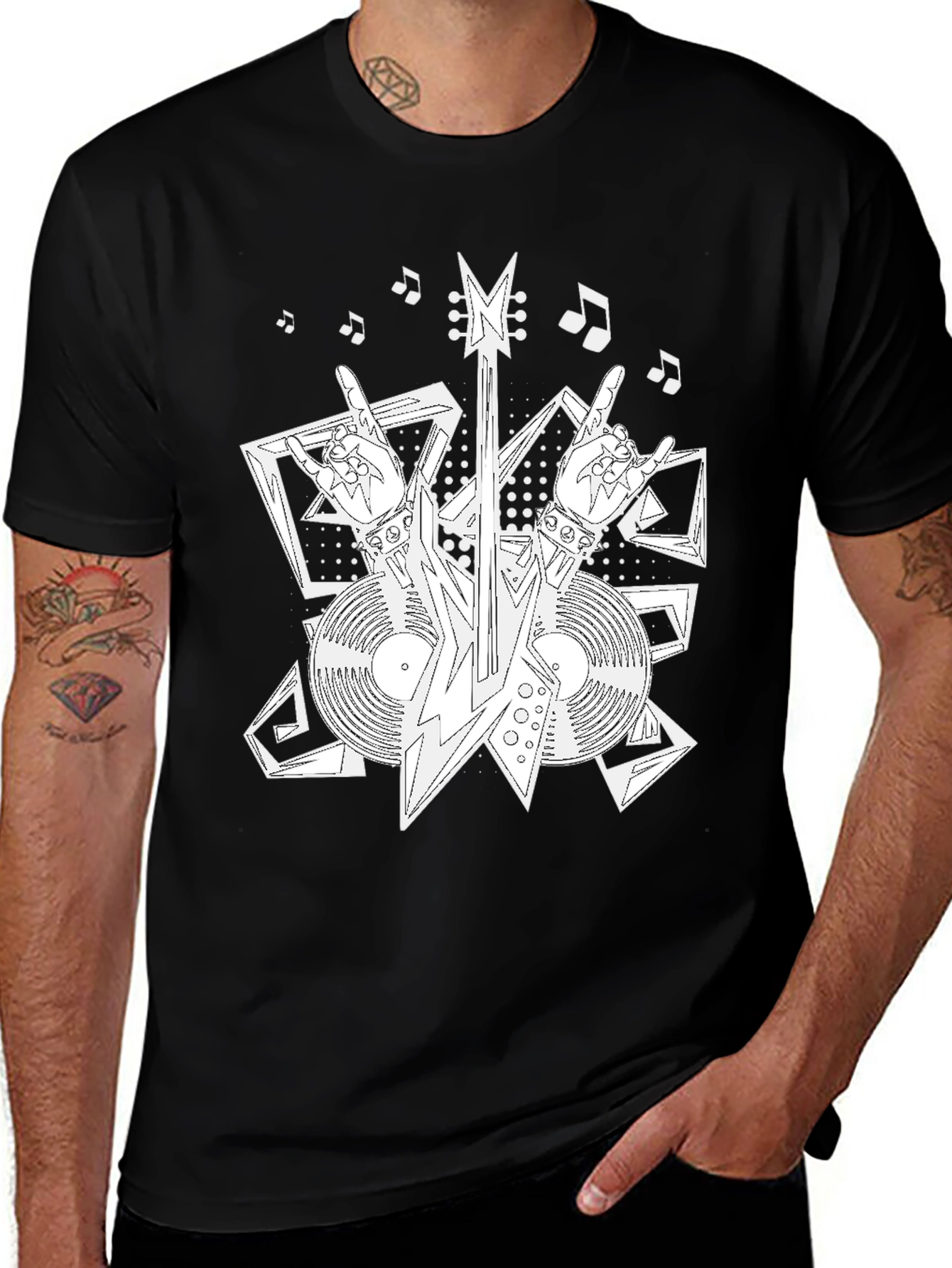 Variant 7 of Rock and Roll Graphic T-Shirt - Black