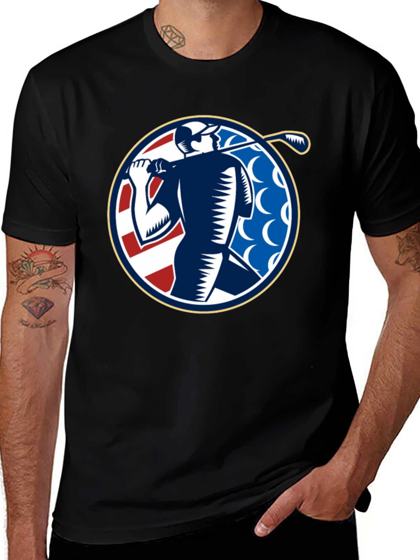 Variant 16 of Golf T-Shirt - Patriotic Golfer Graphic Tee