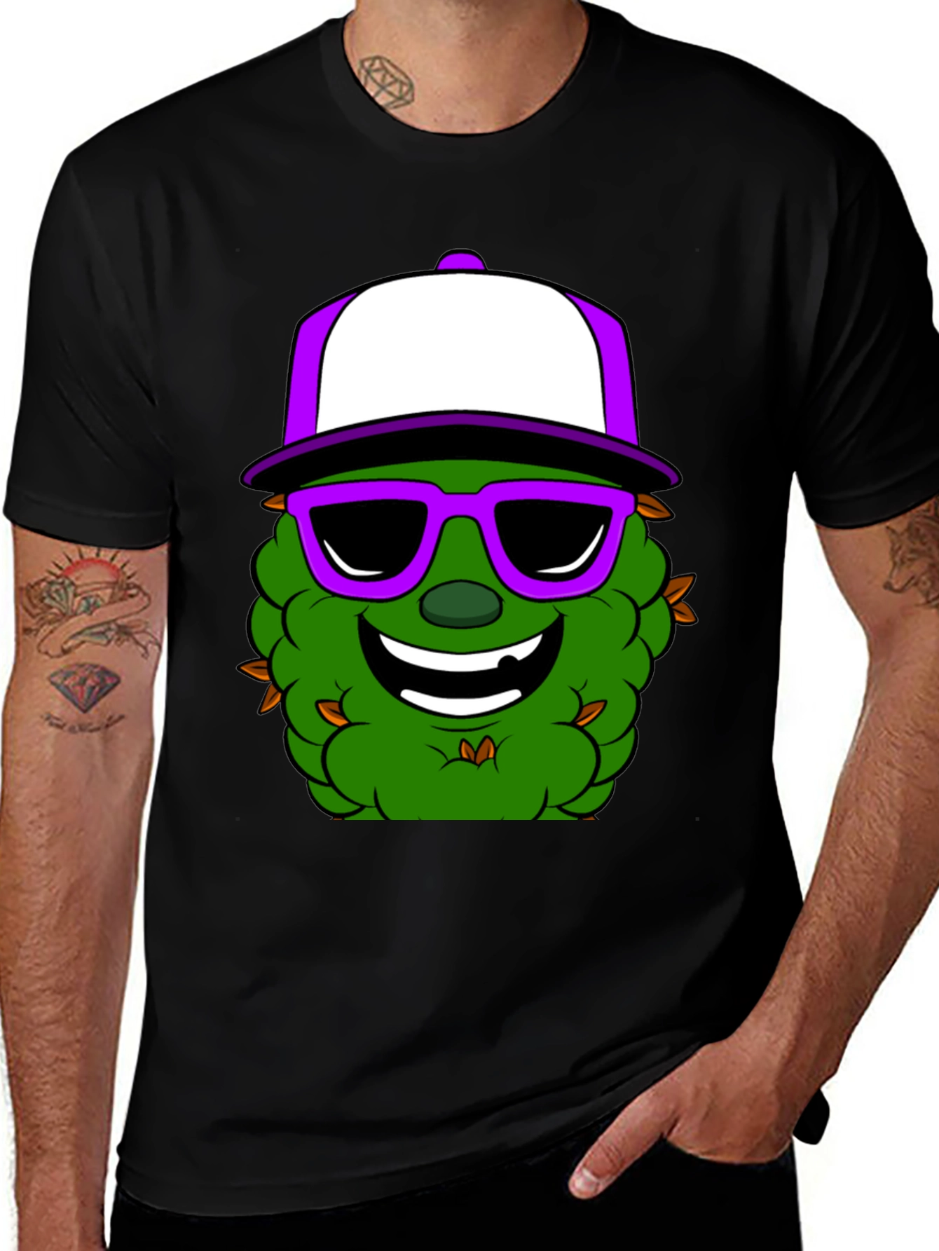 Variant 22 of Cool Cannabis Cartoon Black T-Shirt