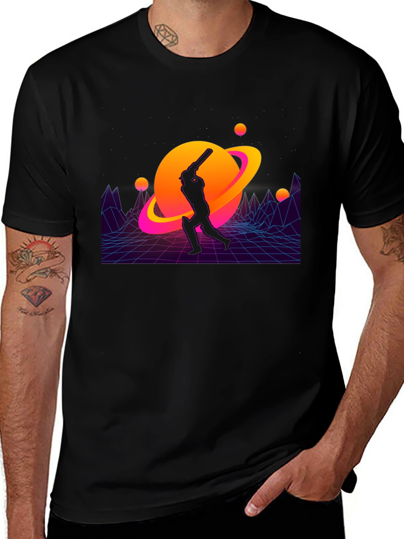 Retro Cricket Planet T-Shirt