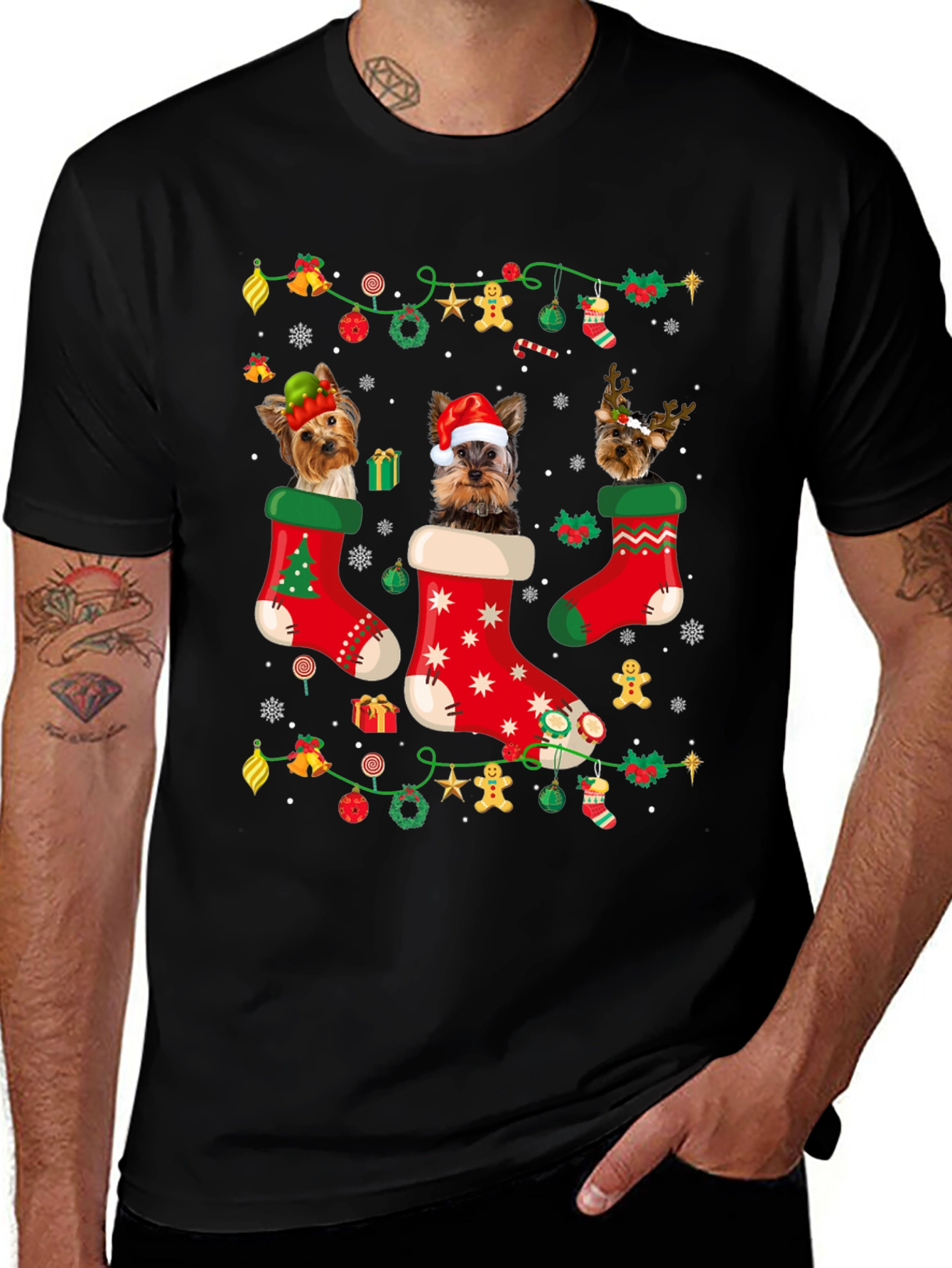 Yorkie Christmas T-Shirt - Cute Dog Holiday Tee