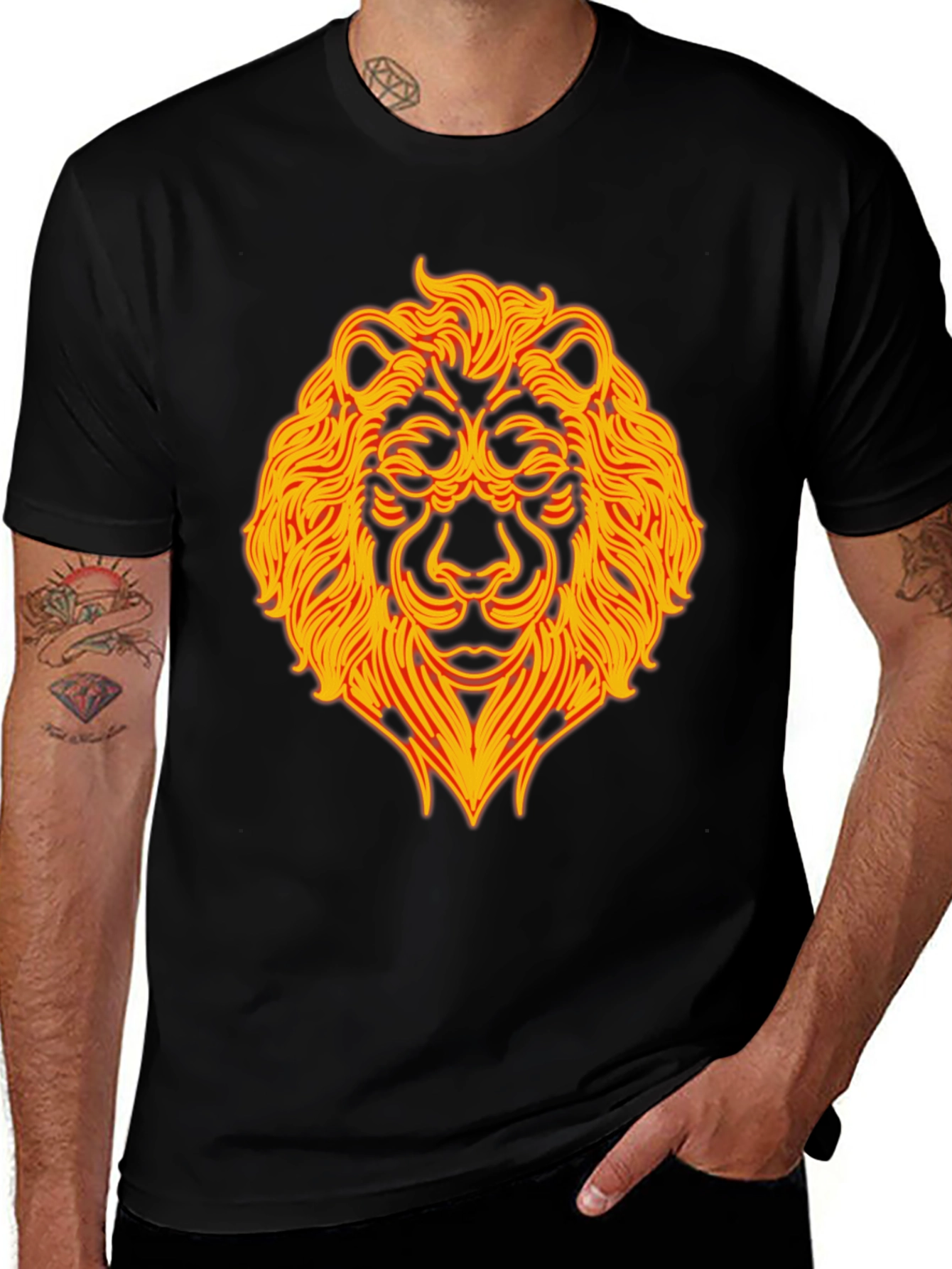 Variant 20 of Lion Graphic T-Shirt - Bold Neon Design