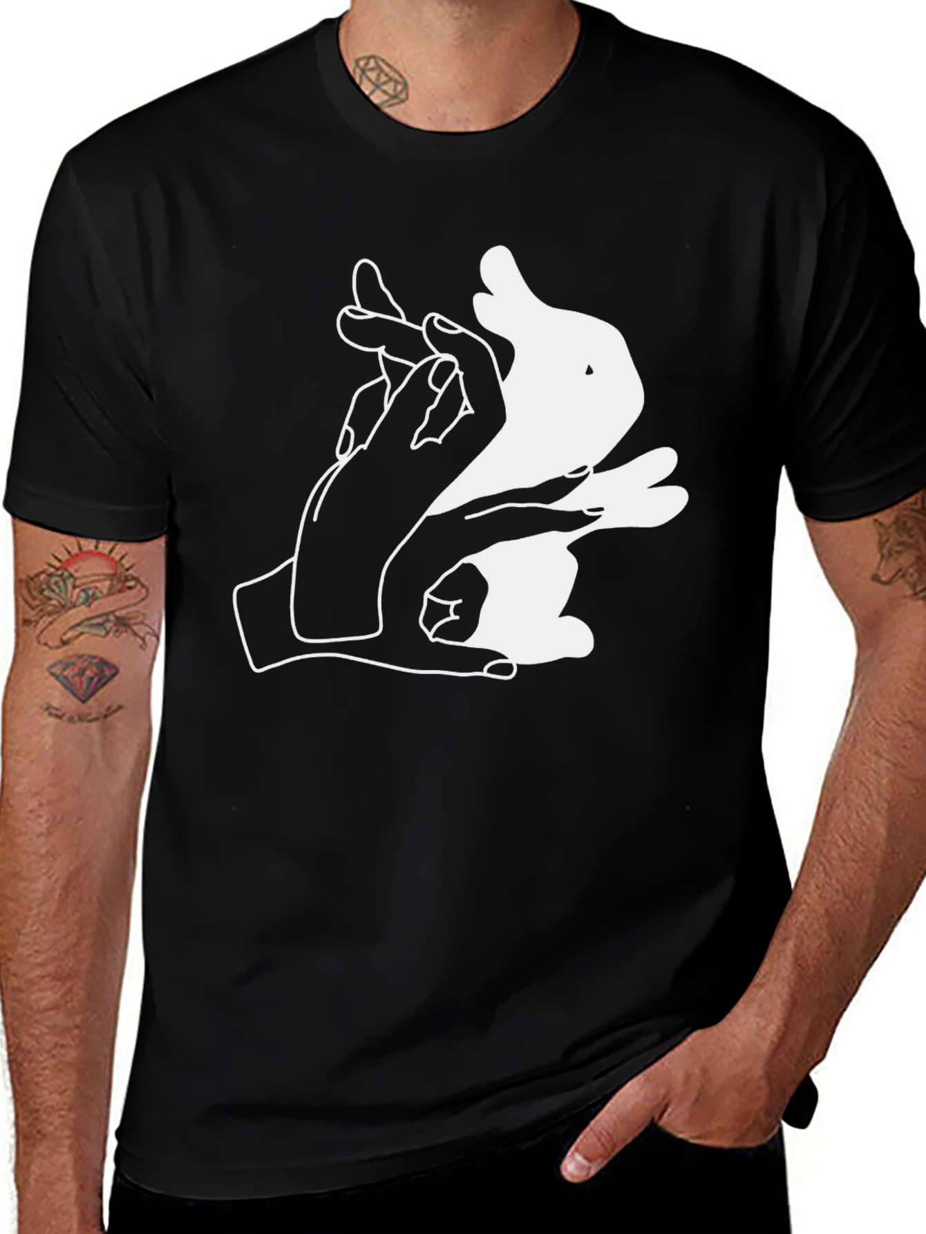 Variant 24 of Rabbit Hands Black T-Shirt - Magic Illusion Tee